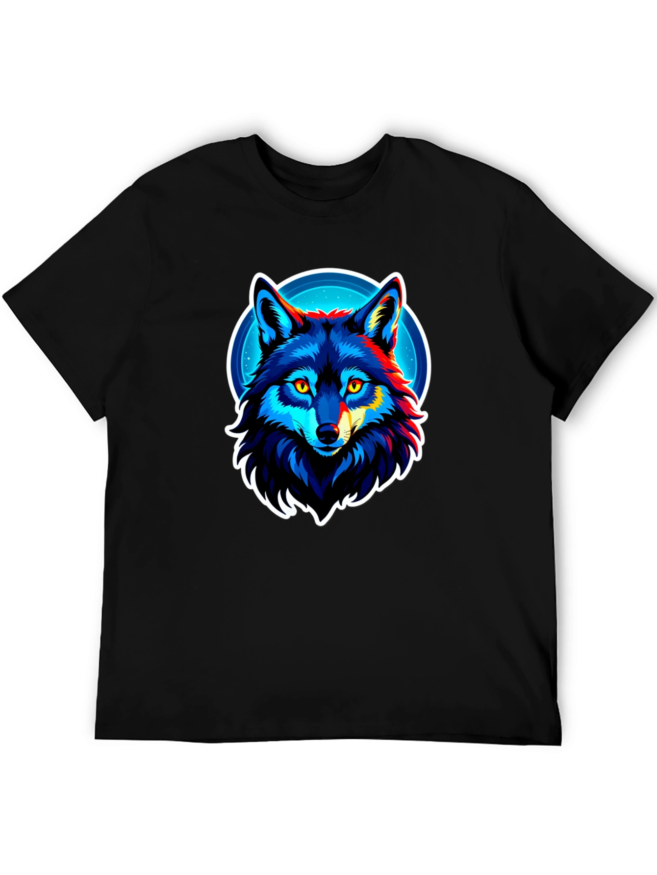 Cool Wolf Graphic Tee - Black Cotton Blend