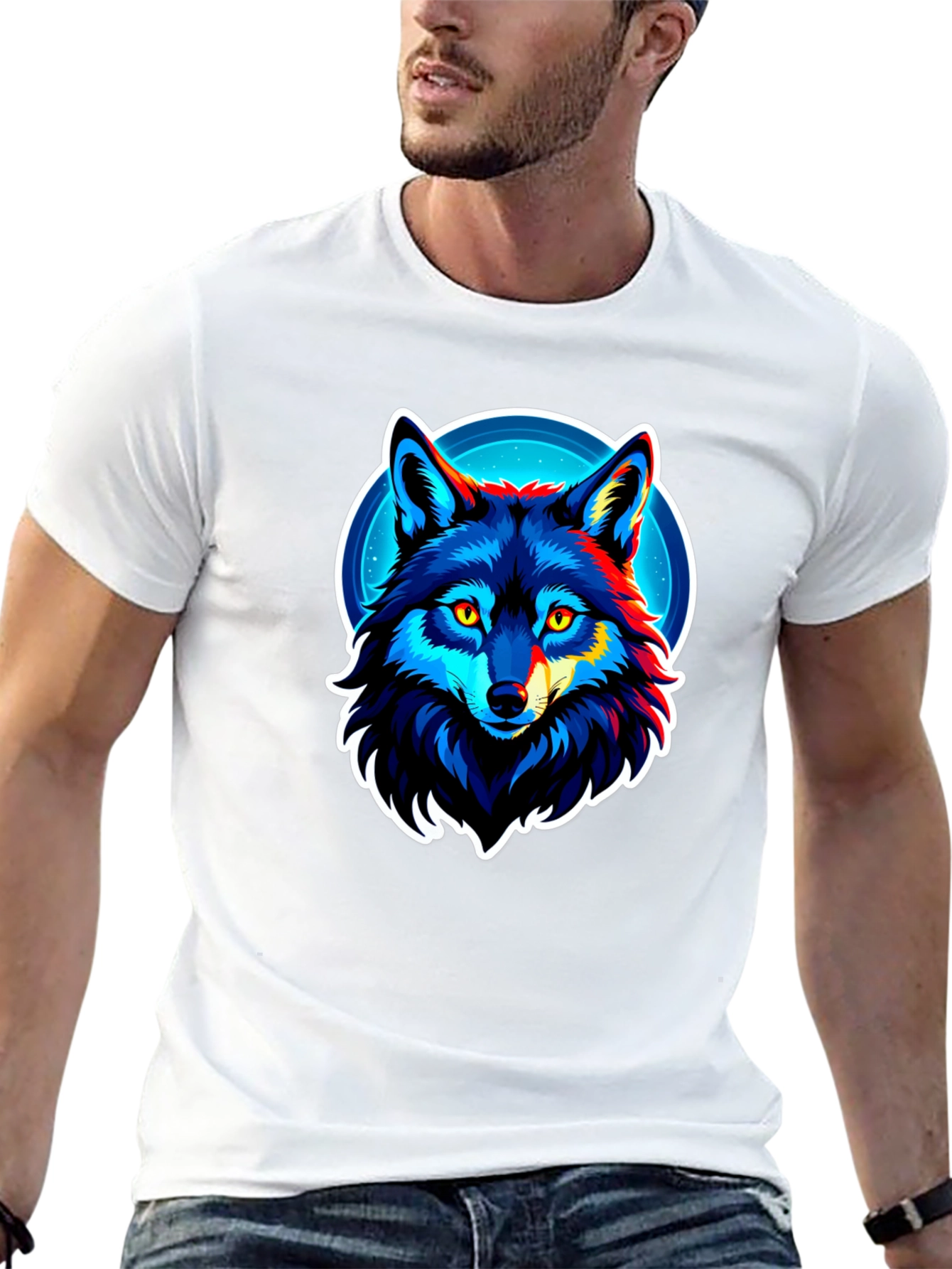 Cool Wolf Graphic Tee - Black Cotton Blend