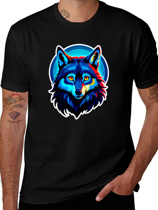 Cool Wolf Graphic Tee - Black Cotton Blend