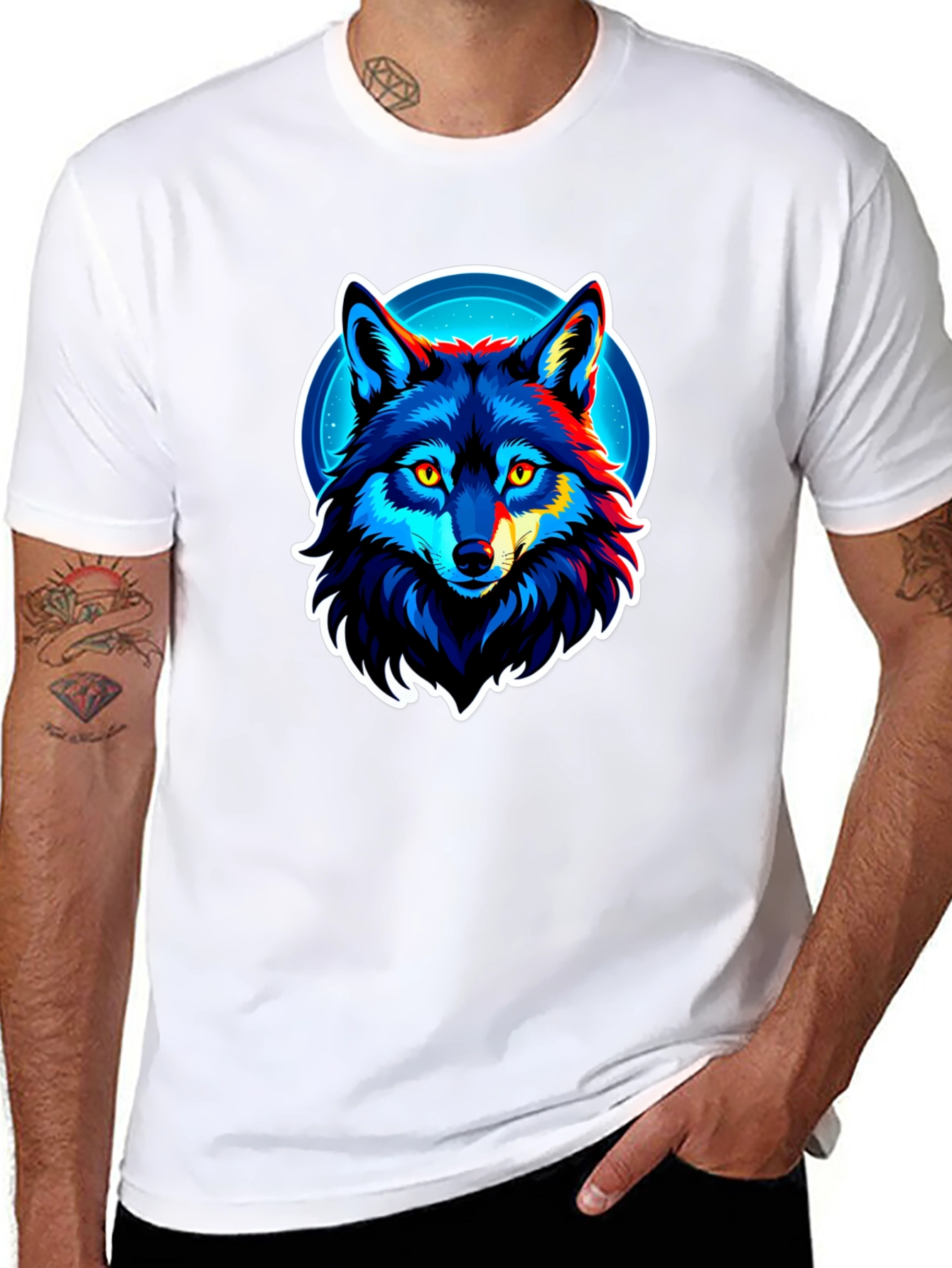 Cool Wolf Graphic Tee - Black Cotton Blend