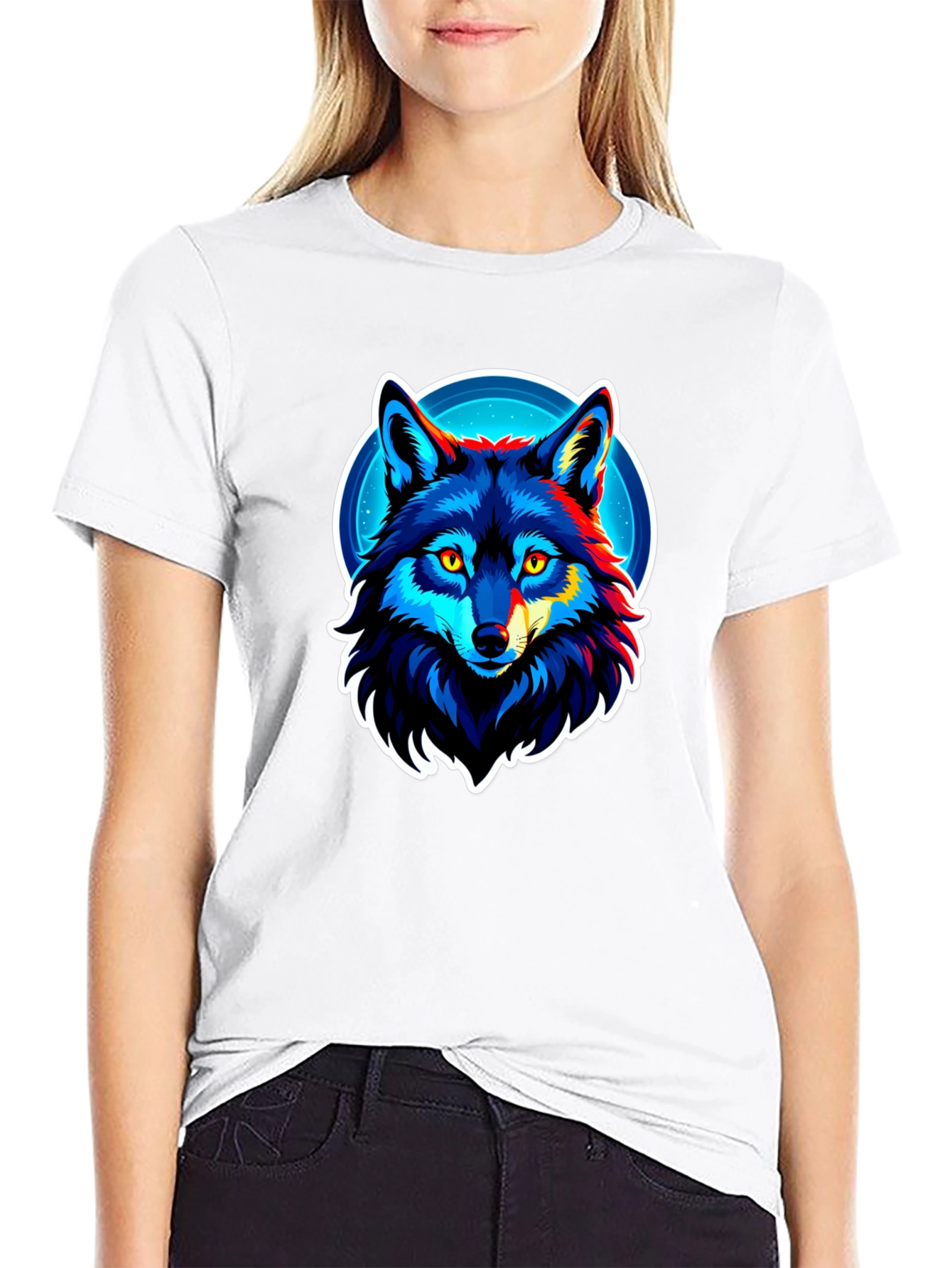 Cool Wolf Graphic Tee - Black Cotton Blend