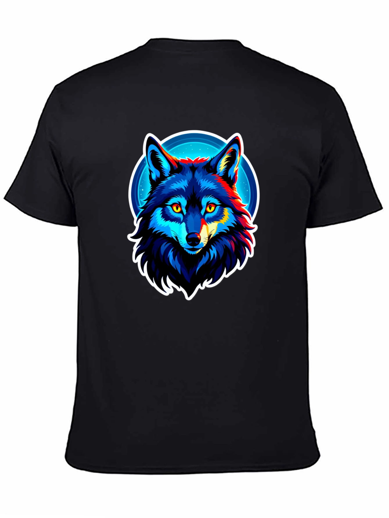Cool Wolf Graphic Tee - Black Cotton Blend