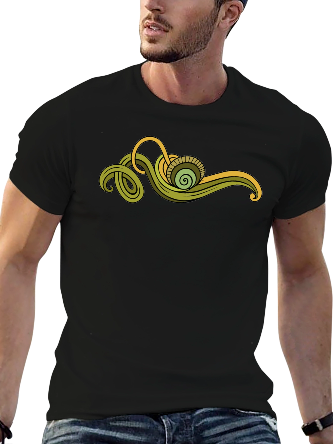 Abstract Green Swirl Graphic Tee