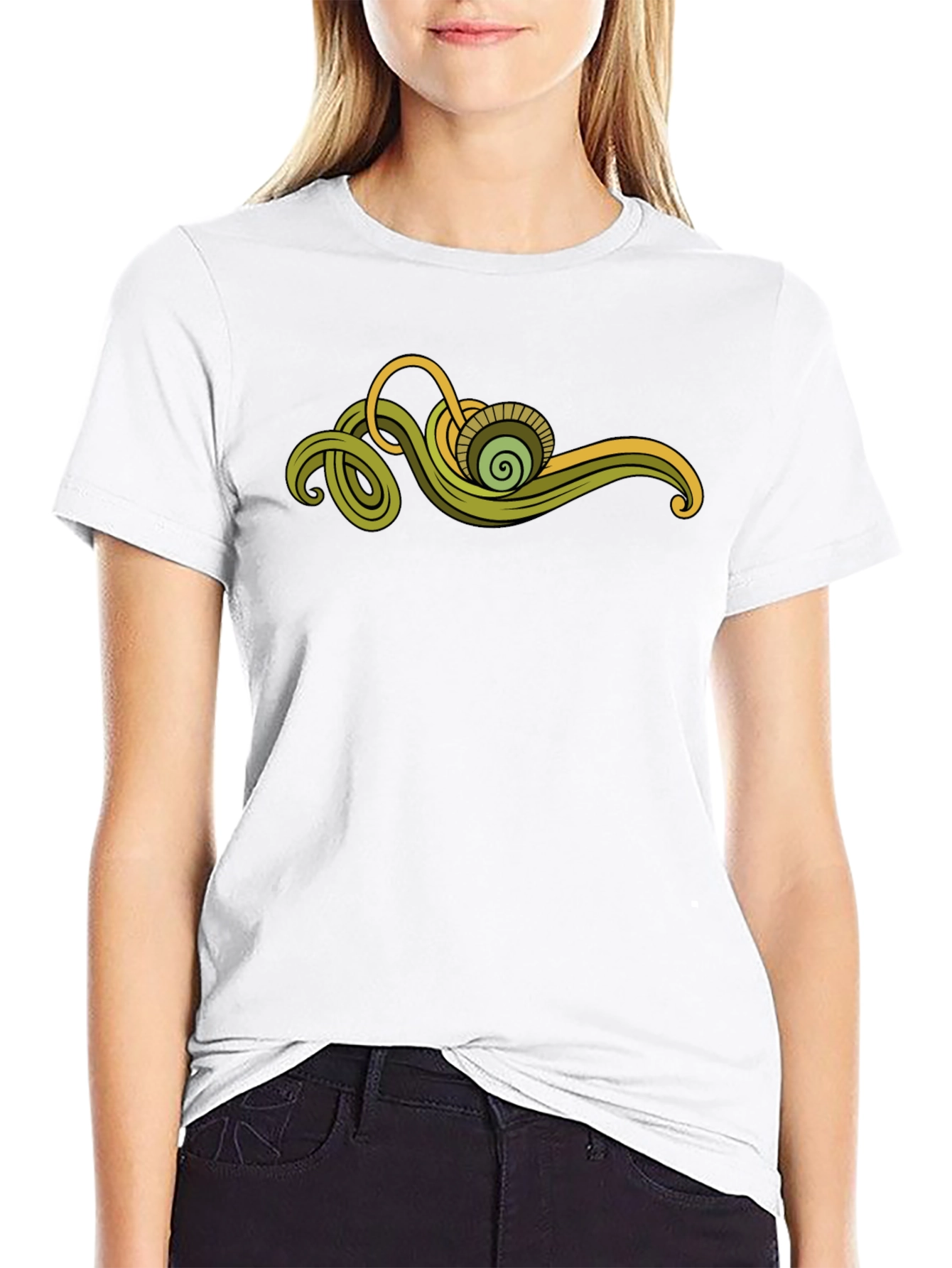Abstract Green Swirl Graphic Tee