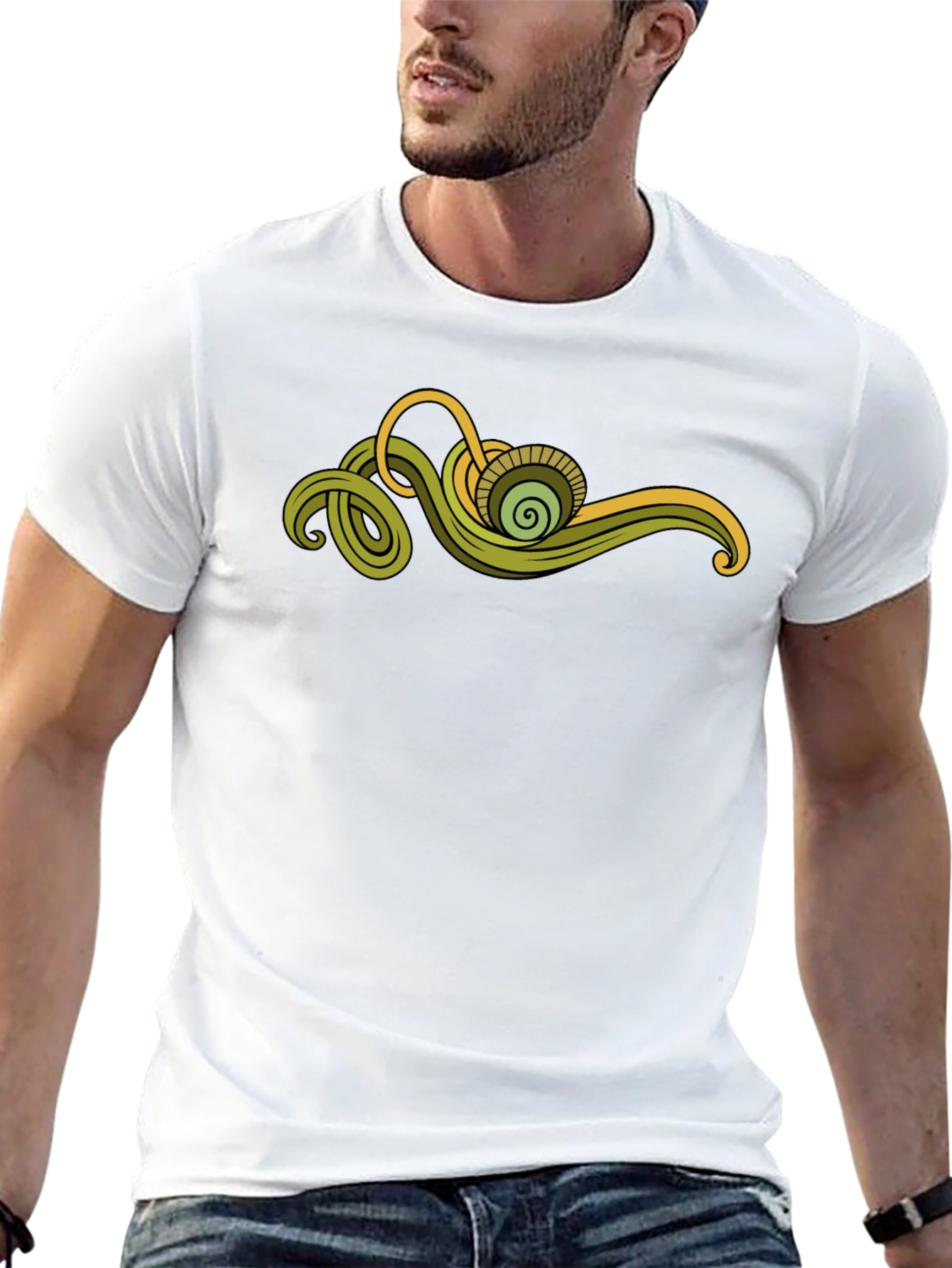 Abstract Green Swirl Graphic Tee