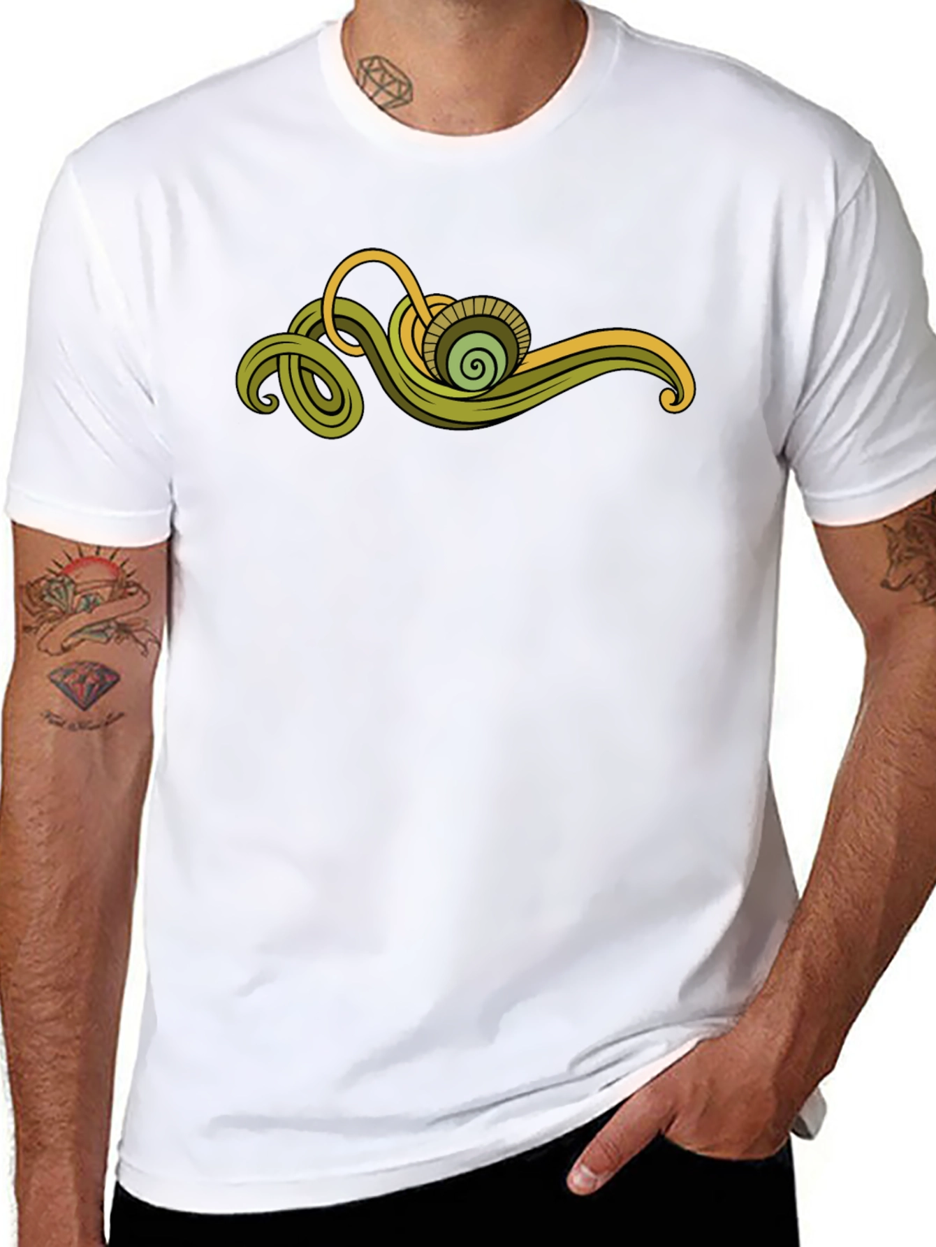 Abstract Green Swirl Graphic Tee