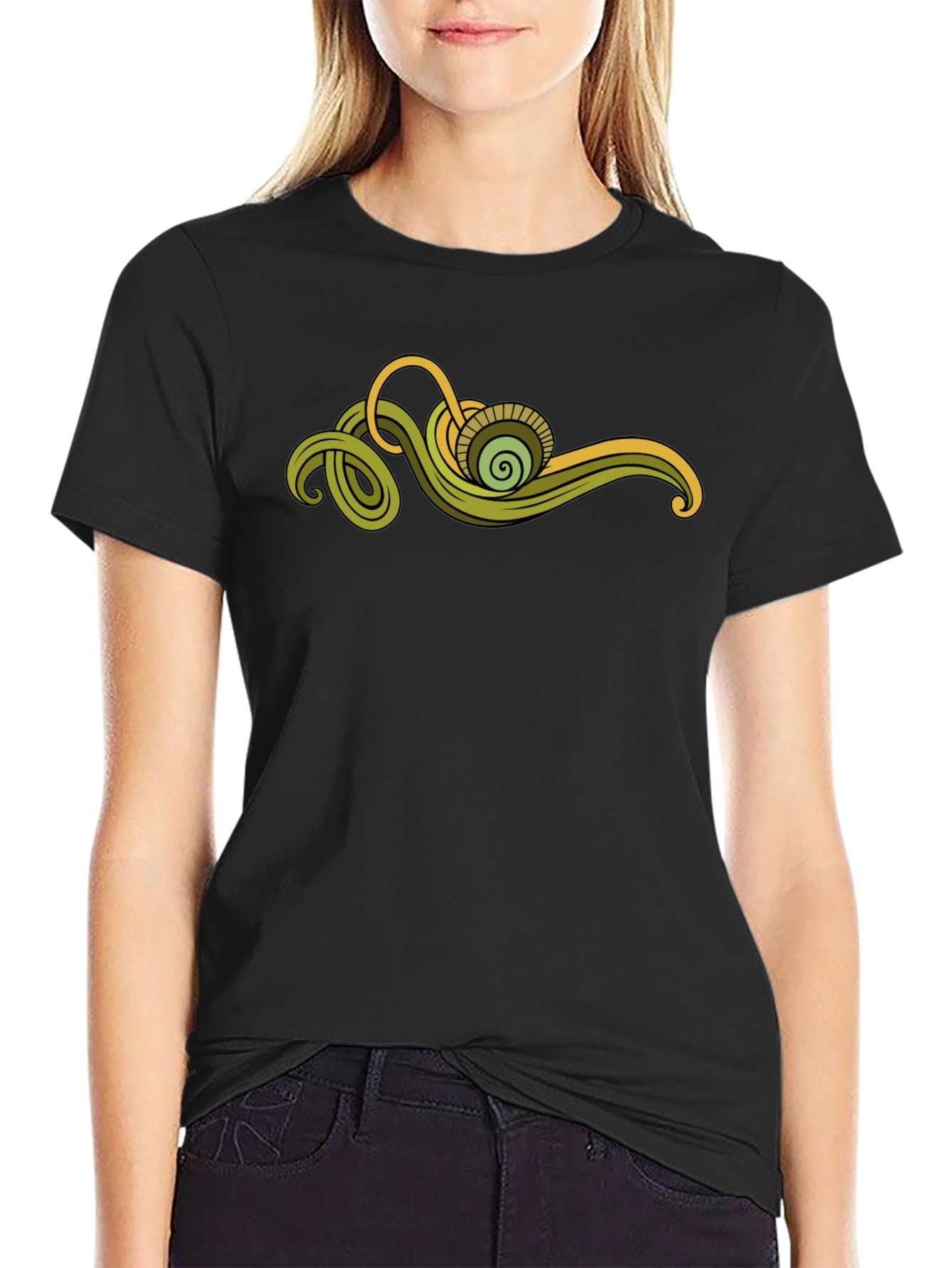 Abstract Green Swirl Graphic Tee