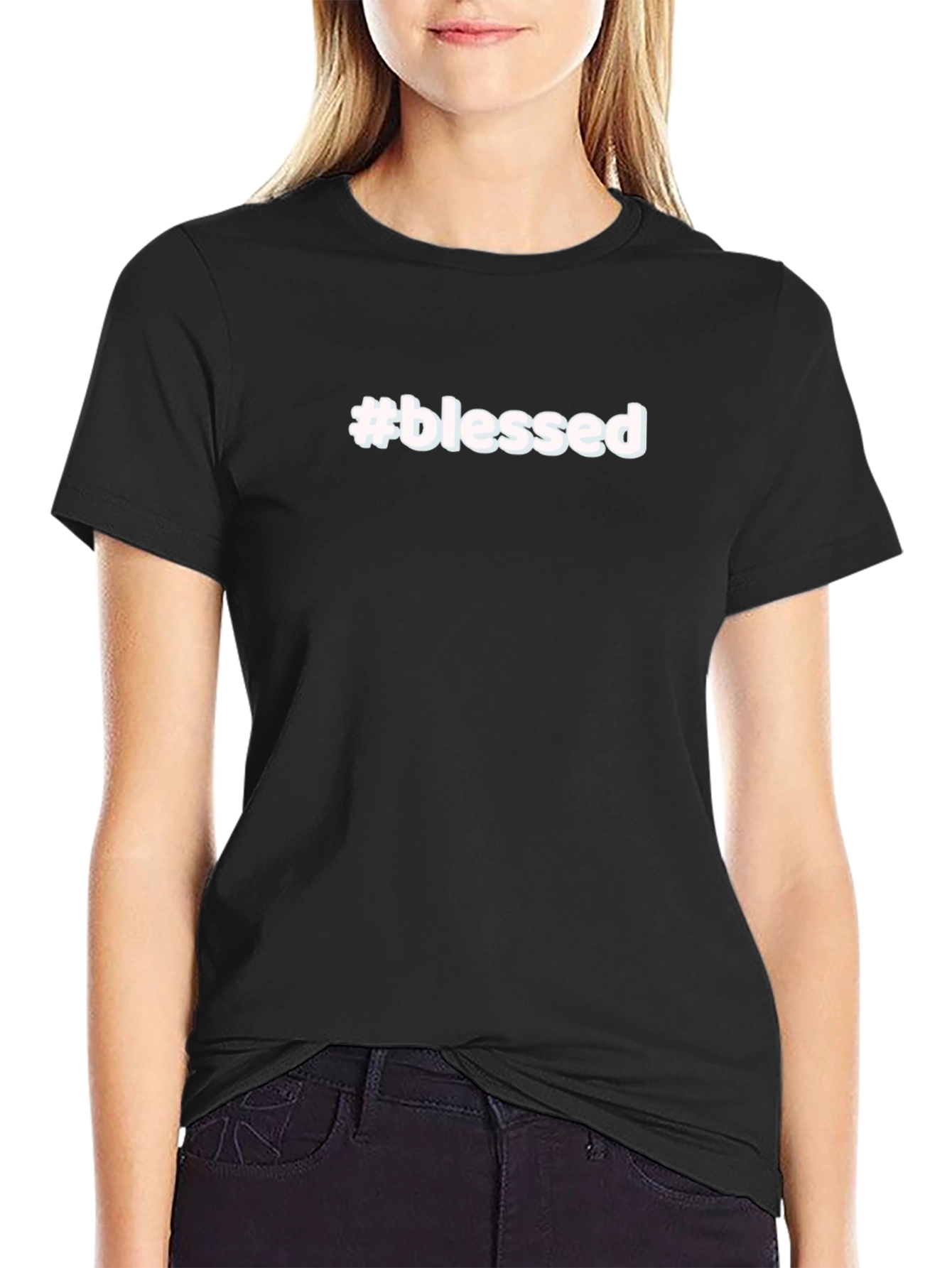 #blessed Black Graphic Tee - Soft Cotton Casual Shirt
