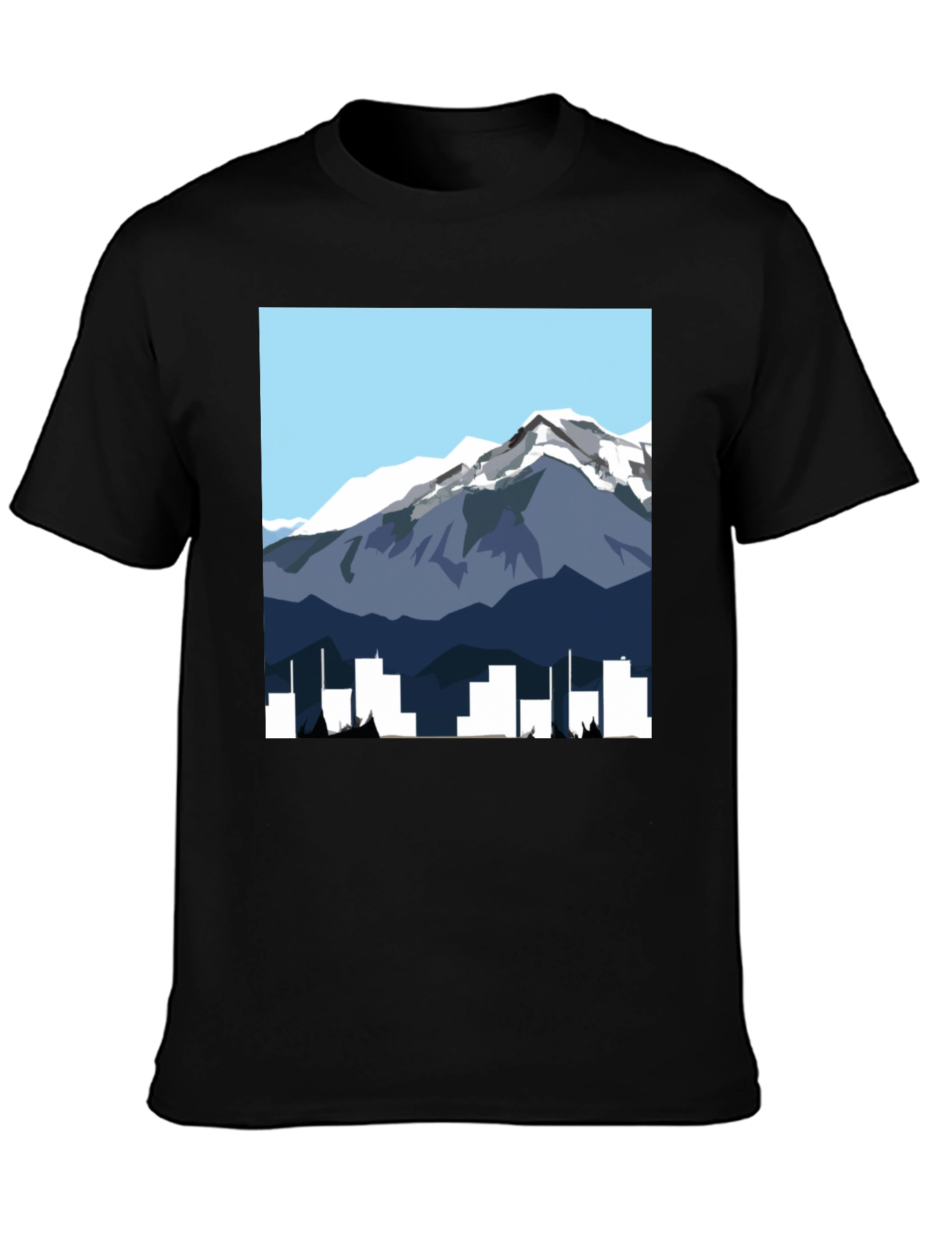 Mountain & City Graphic Tee - Mens Black T-Shirt