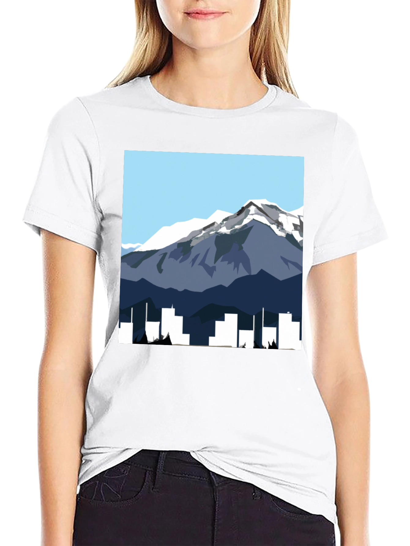 Mountain & City Graphic Tee - Mens Black T-Shirt
