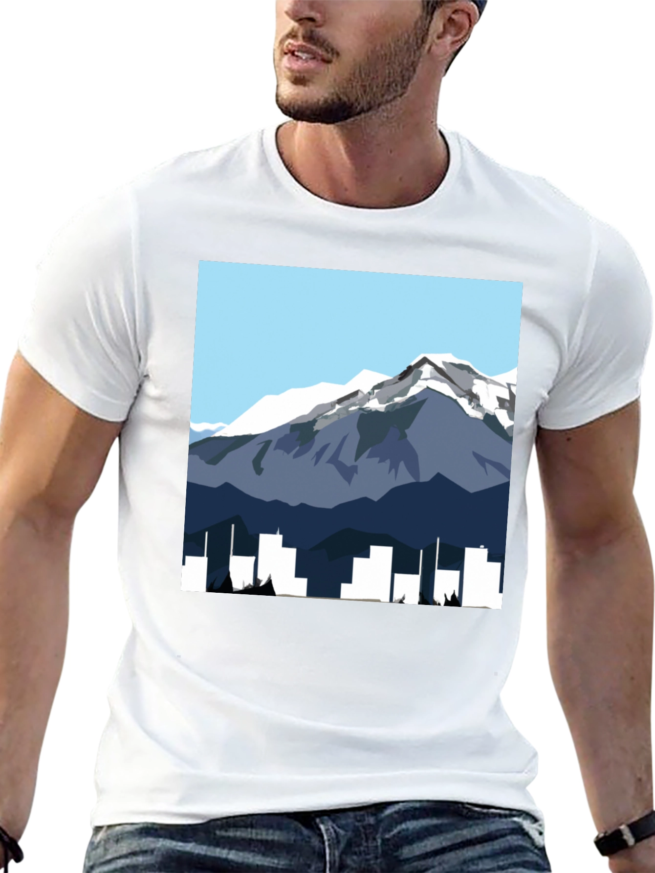 Mountain & City Graphic Tee - Mens Black T-Shirt