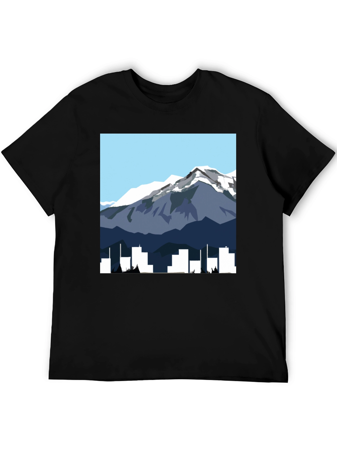Mountain & City Graphic Tee - Mens Black T-Shirt