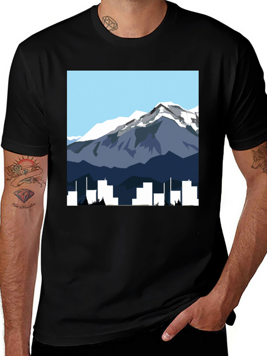 Mountain & City Graphic Tee - Mens Black T-Shirt