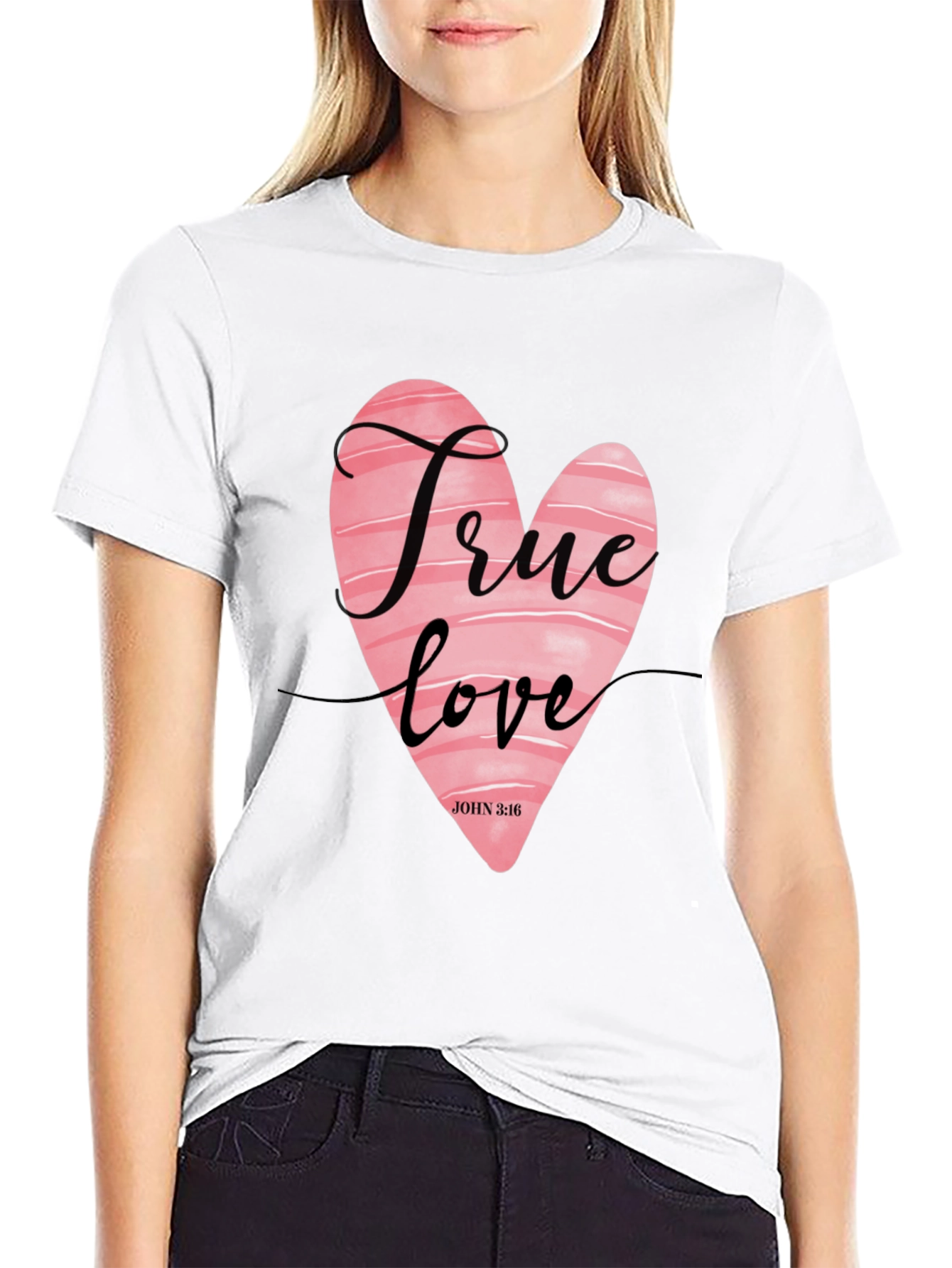 True Love Heart Graphic Tee - Black Casual Shirt