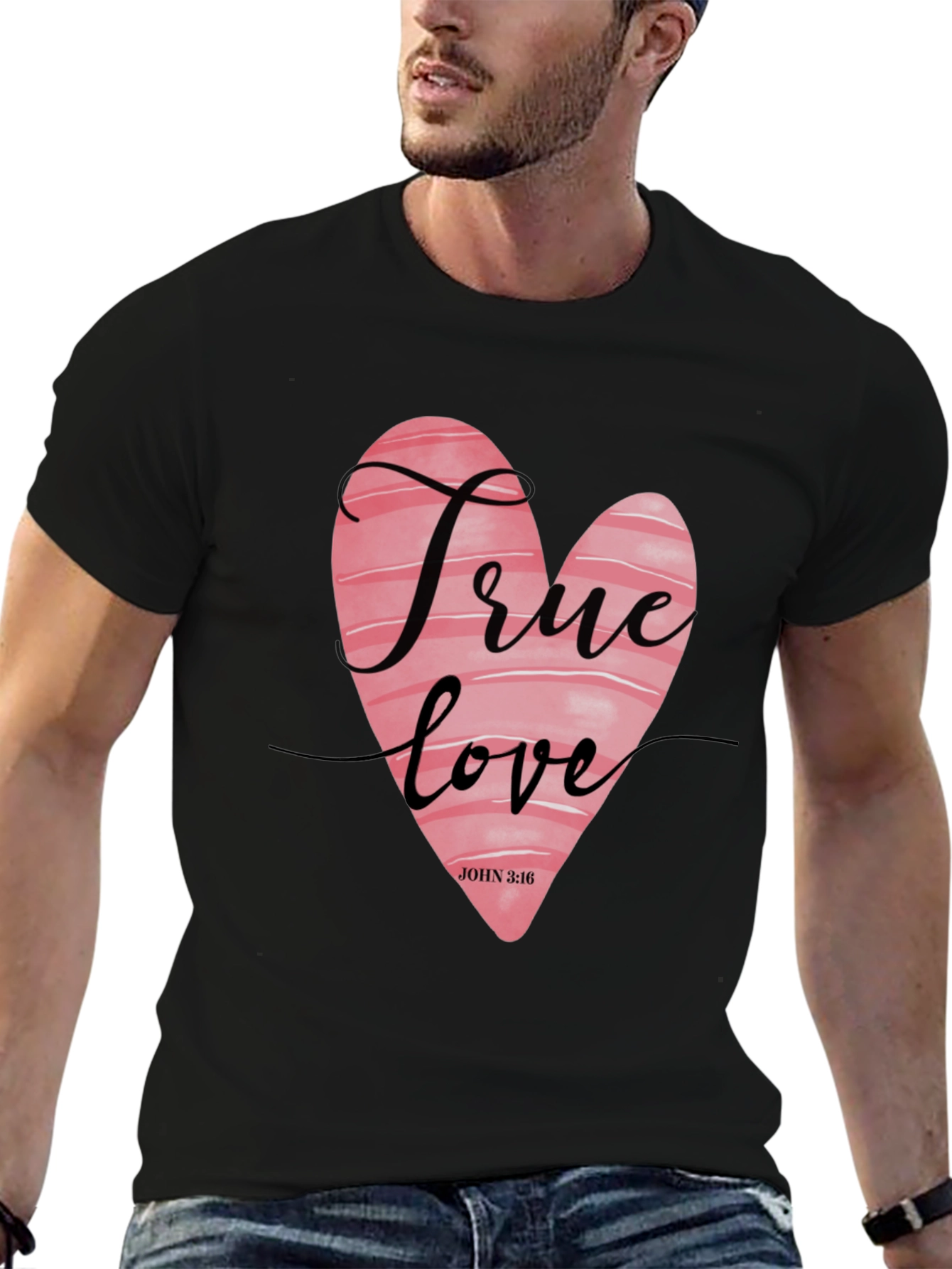 True Love Heart Graphic Tee - Black Casual Shirt