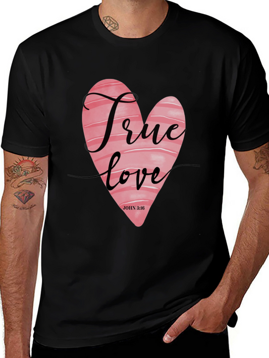 True Love Heart Graphic Tee - Black Casual Shirt