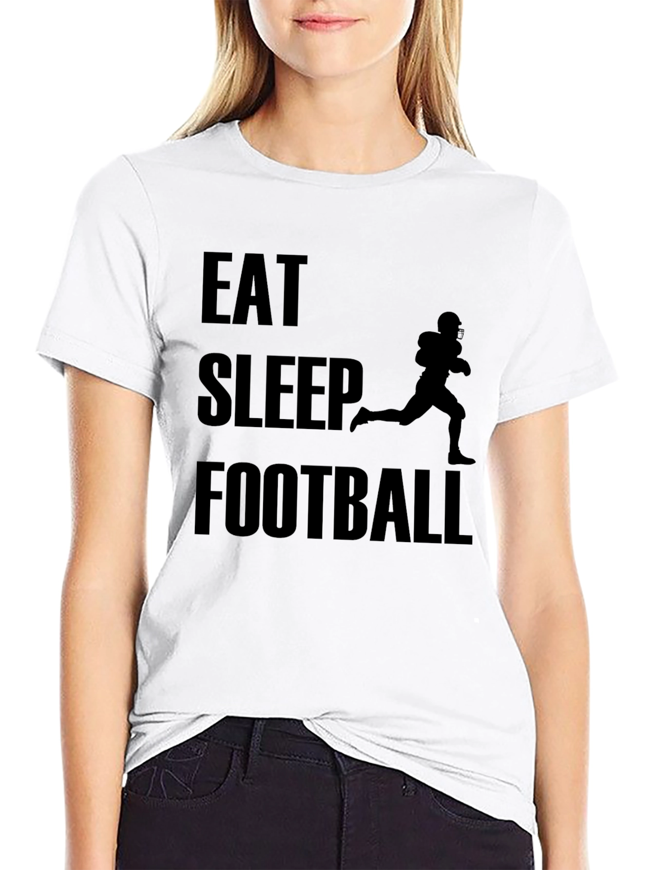 Eat Sleep Football T-Shirt - Black Graphic Tee