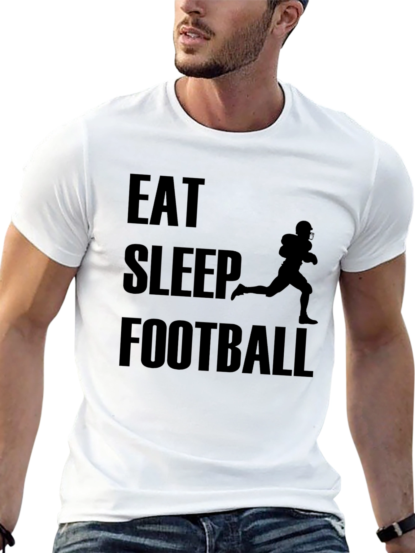 Eat Sleep Football T-Shirt - Black Graphic Tee