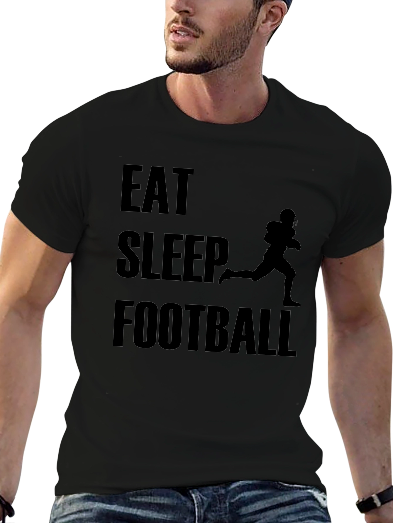 Eat Sleep Football T-Shirt - Black Graphic Tee