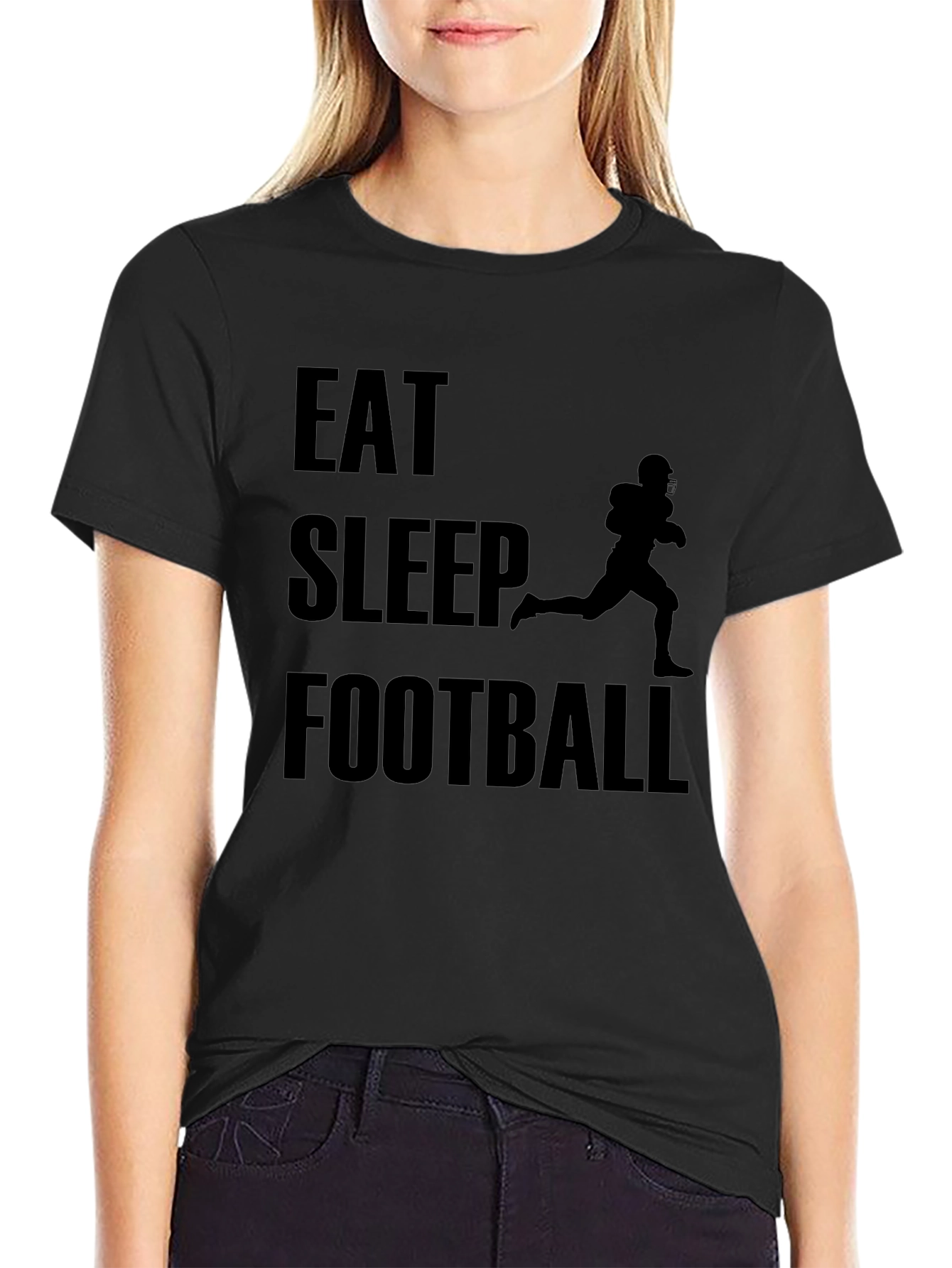Eat Sleep Football T-Shirt - Black Graphic Tee