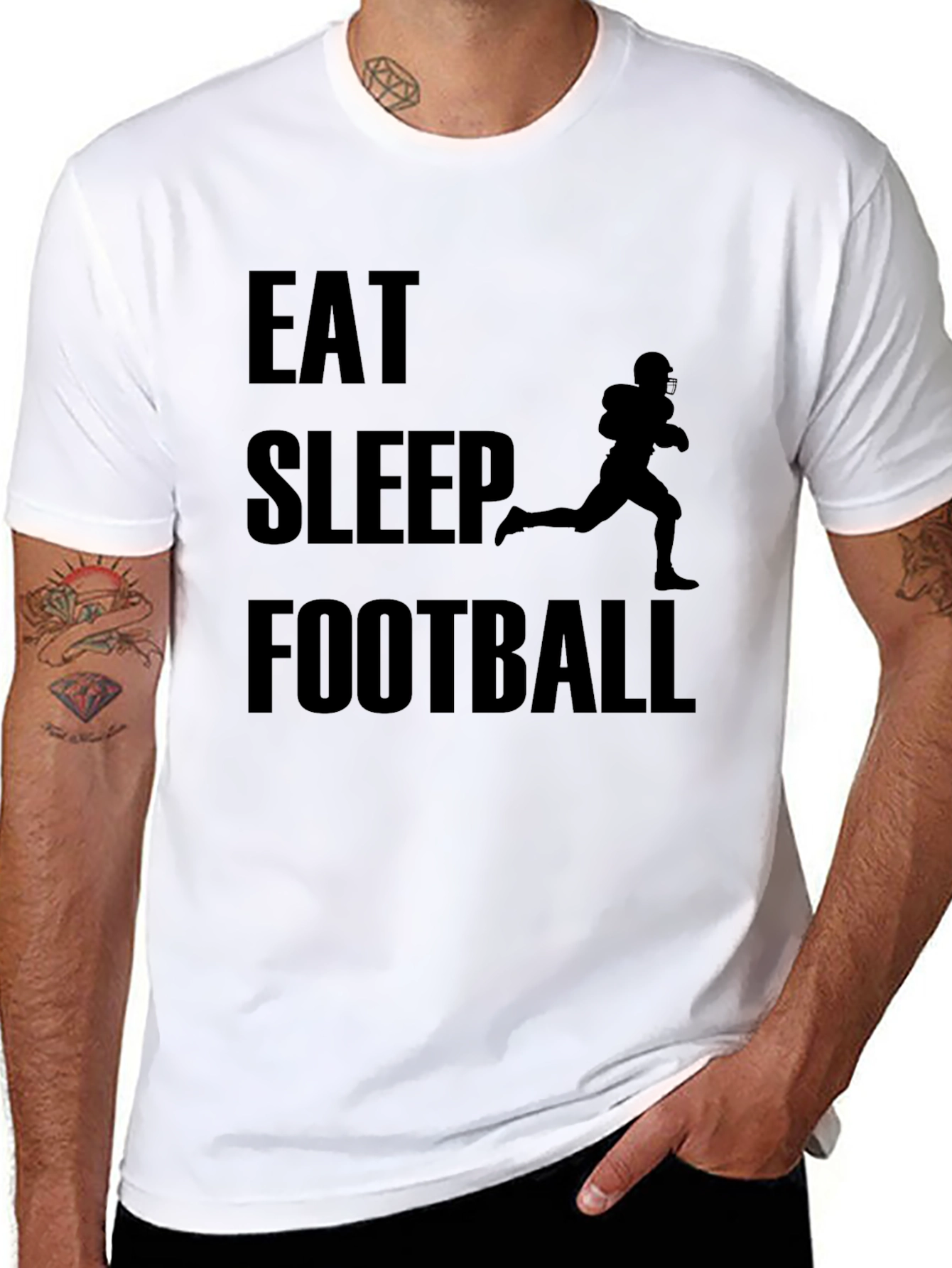 Eat Sleep Football T-Shirt - Black Graphic Tee