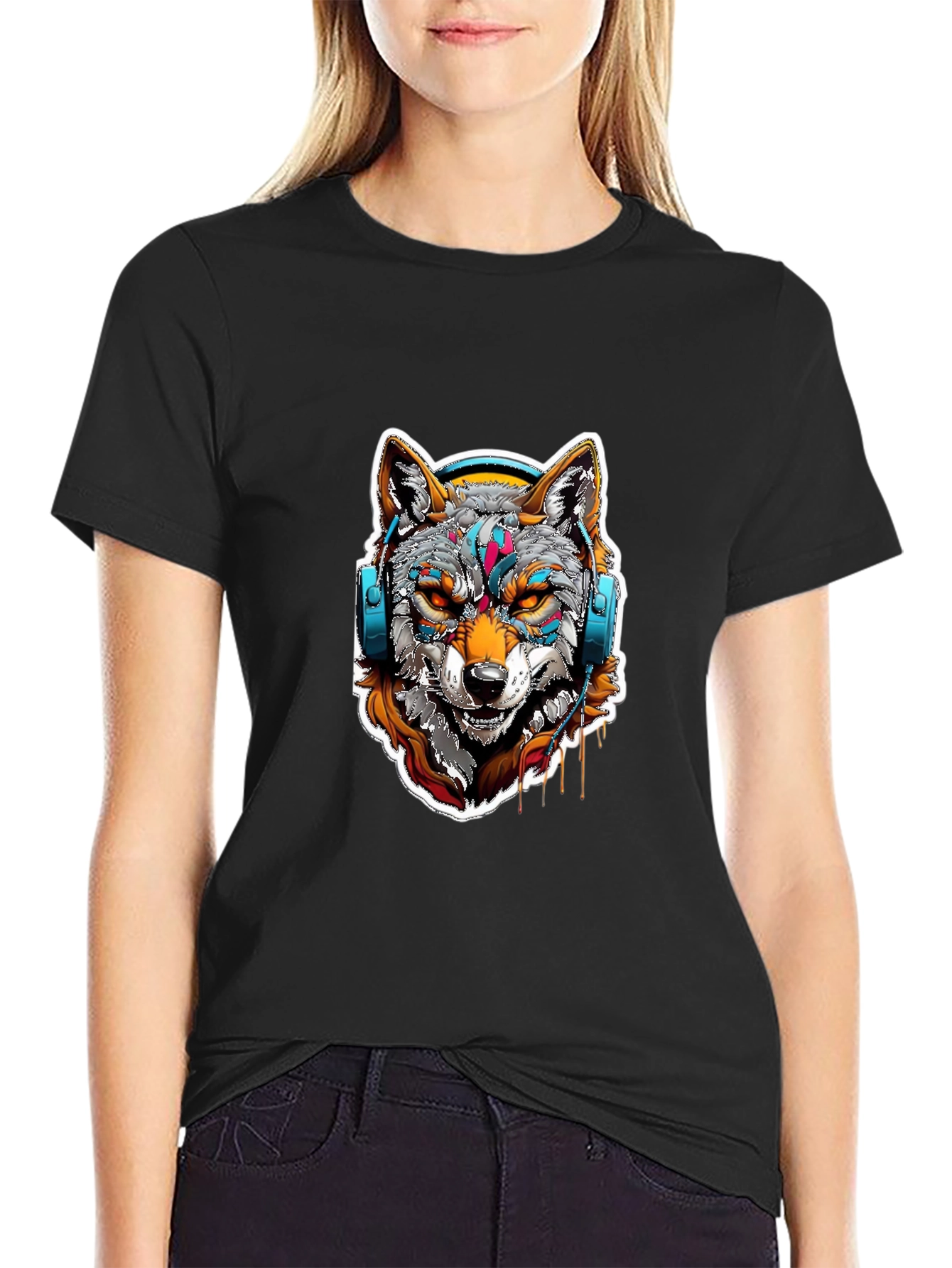 Wolf Headphone Graphic Tee - Bold Style