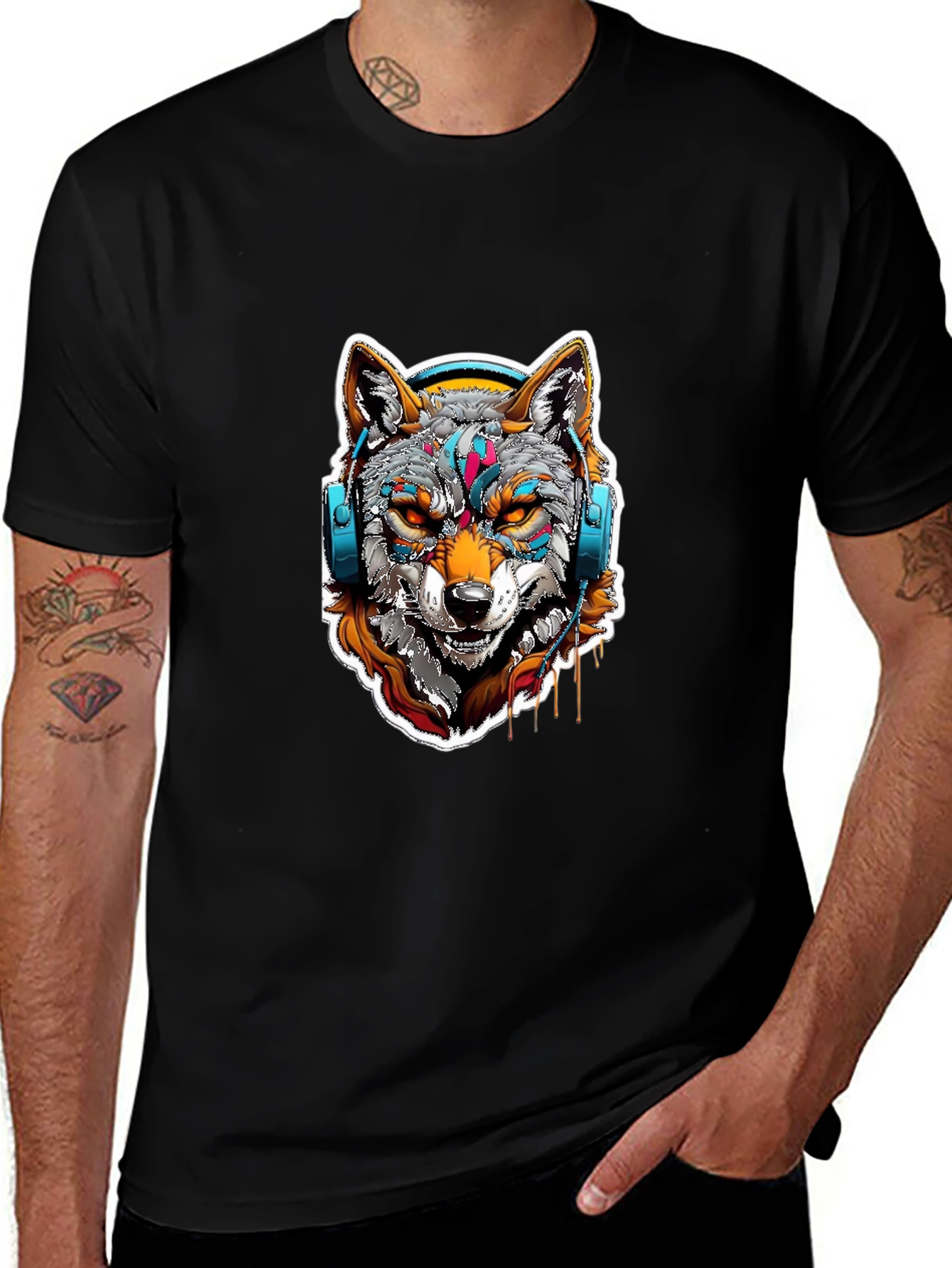 Wolf Headphone Graphic Tee - Bold Style