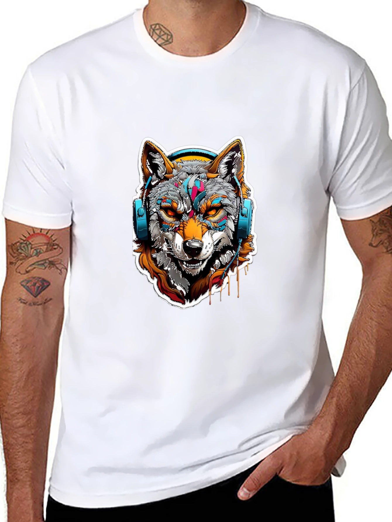 Wolf Headphone Graphic Tee - Bold Style