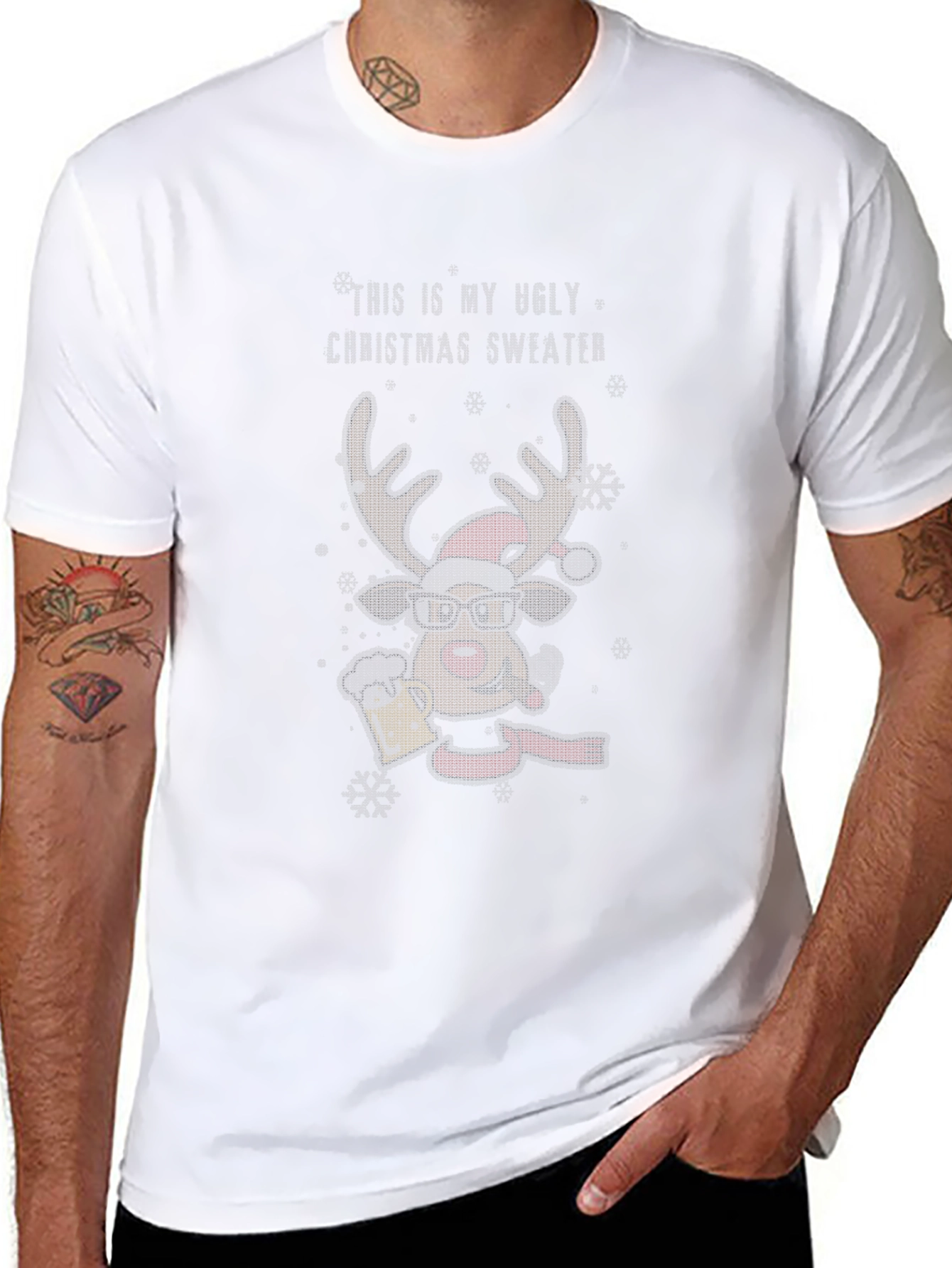 Ugly Christmas Sweater Reindeer T-Shirt
