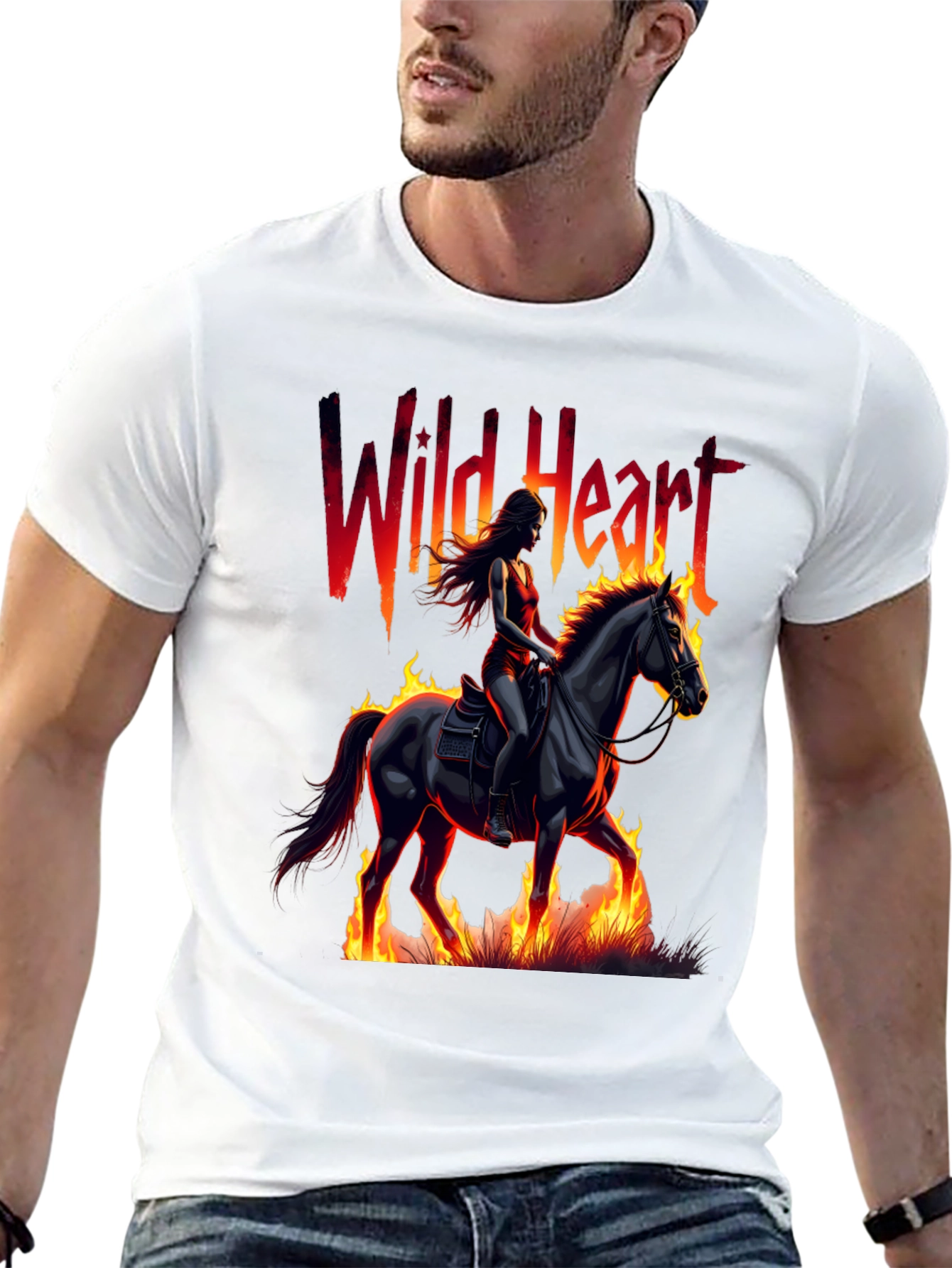 Wild Heart Graphic Tee - Fire Horse Rider