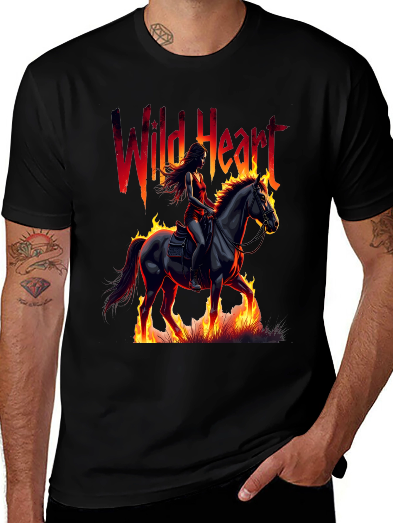 Wild Heart Graphic Tee - Fire Horse Rider