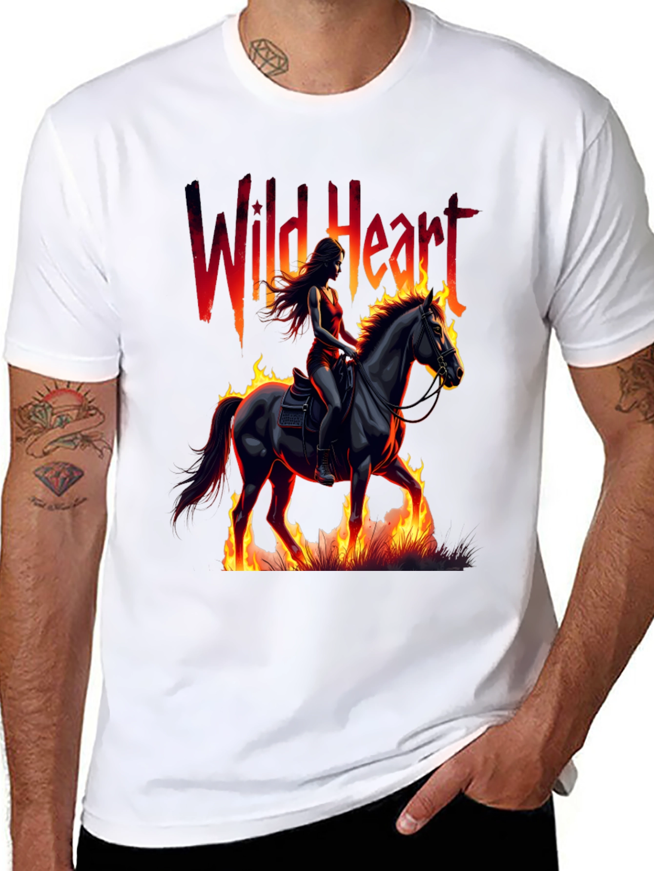 Wild Heart Graphic Tee - Fire Horse Rider