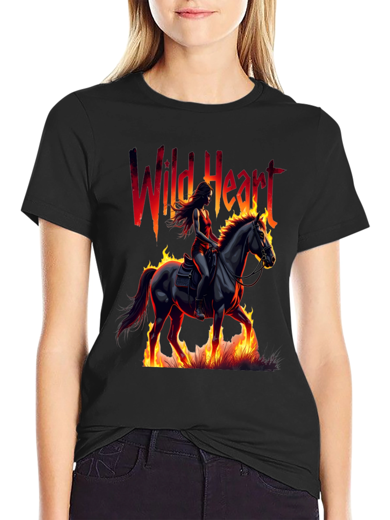 Wild Heart Graphic Tee - Fire Horse Rider