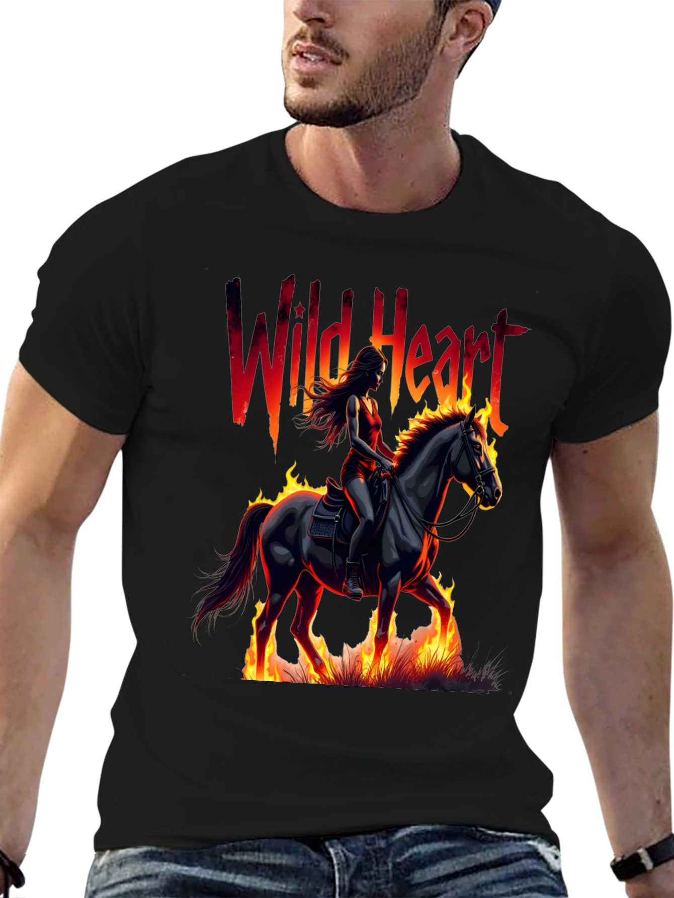 Wild Heart Graphic Tee - Fire Horse Rider