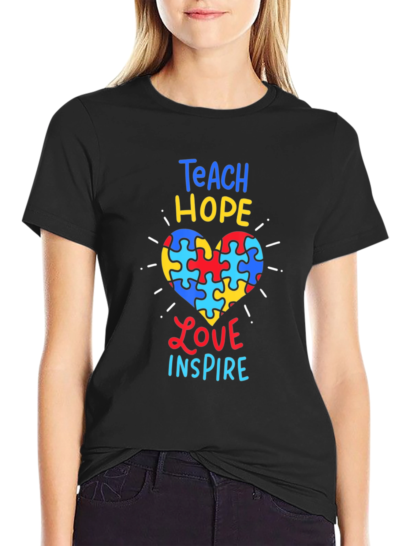 Autism Awareness Teach Hope Love Inspire T-Shirt