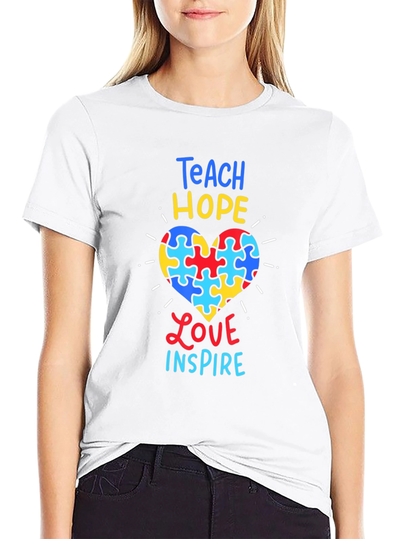 Autism Awareness Teach Hope Love Inspire T-Shirt