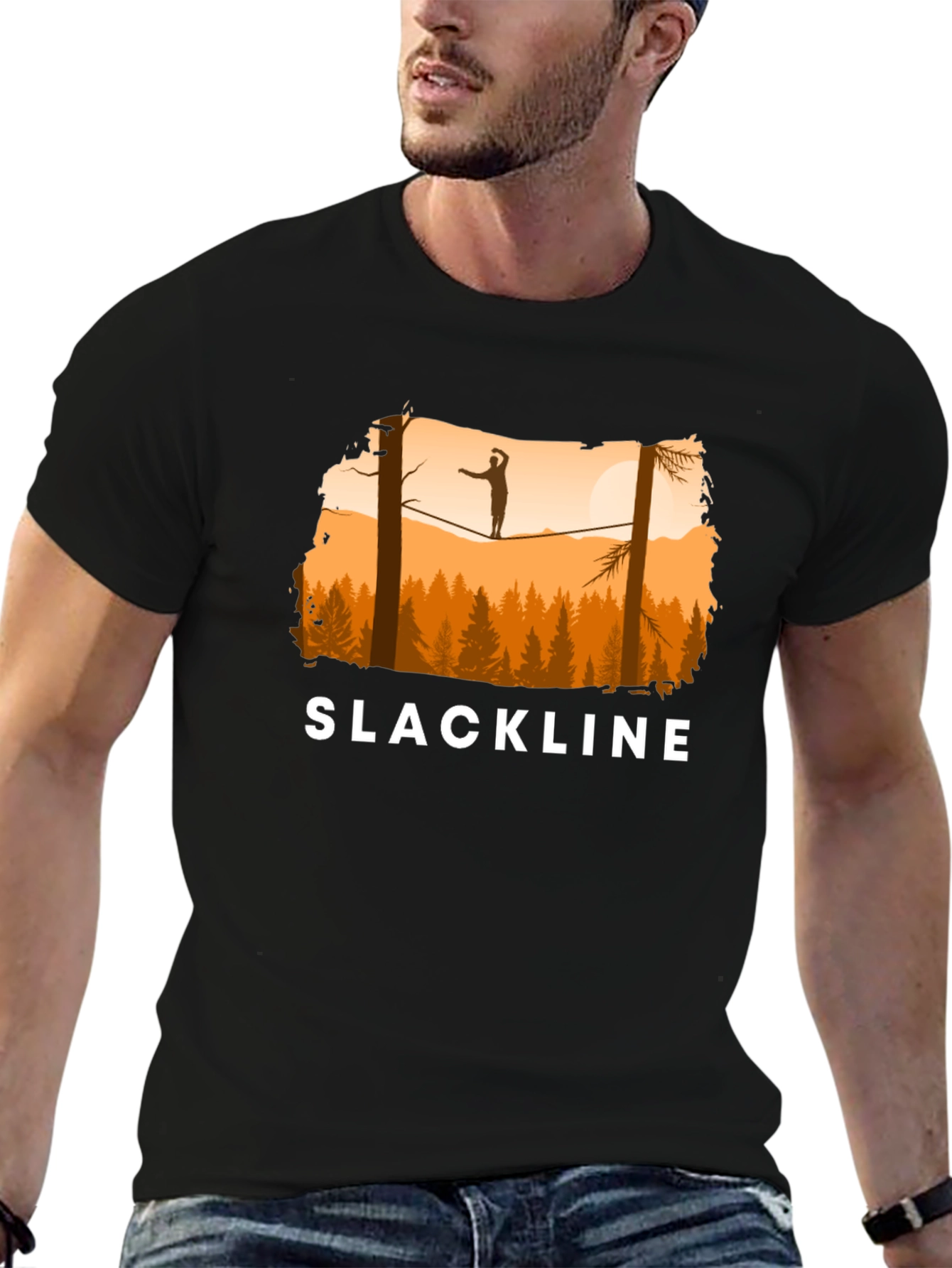 Slackline T-Shirt Balance in Nature