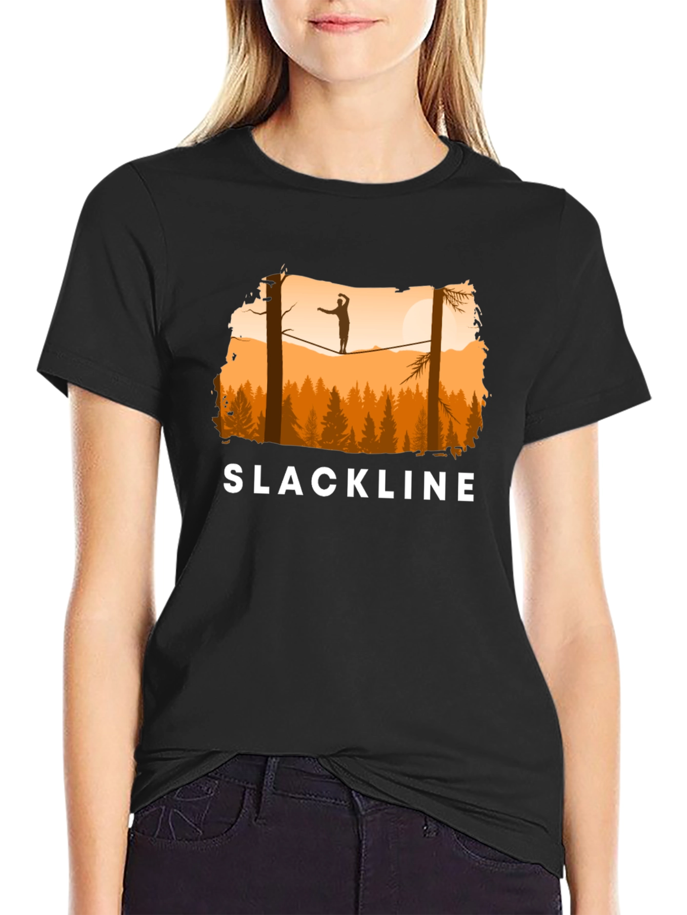 Slackline T-Shirt Balance in Nature