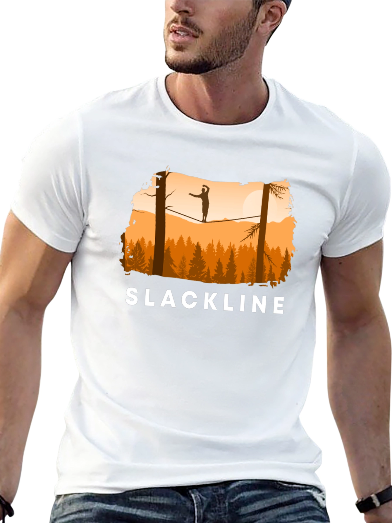 Slackline T-Shirt Balance in Nature