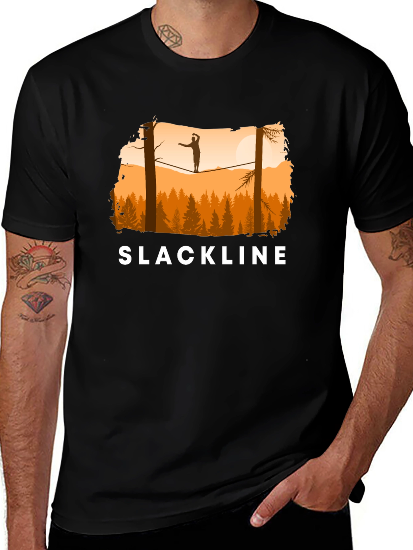 Slackline T-Shirt Balance in Nature