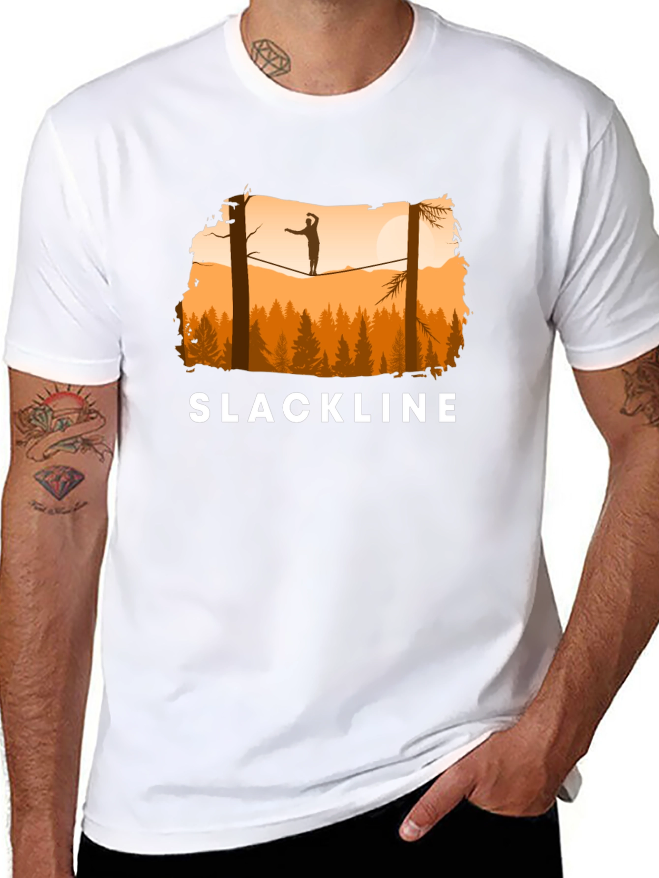 Slackline T-Shirt Balance in Nature