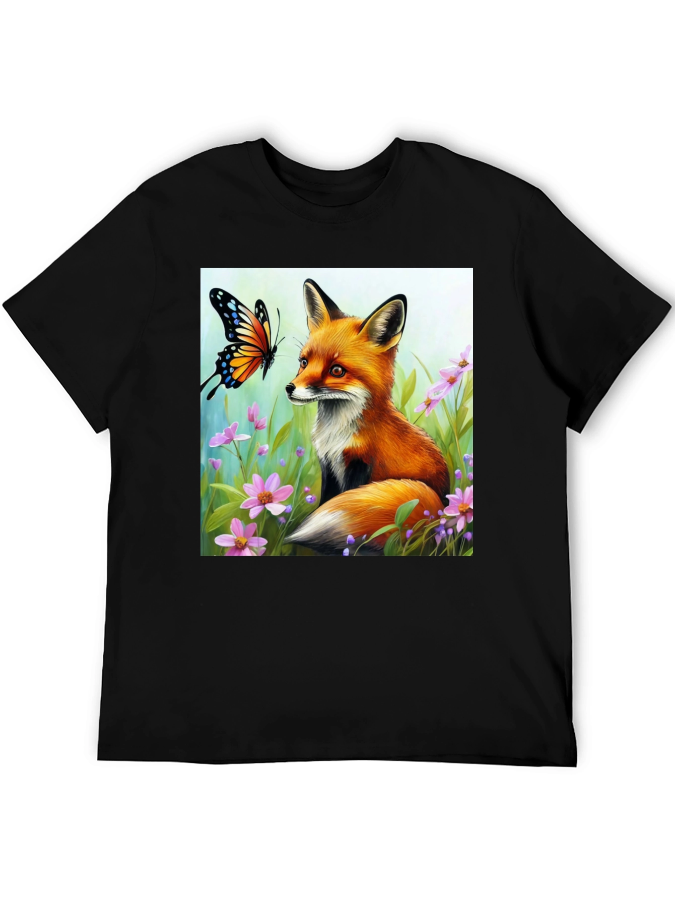 Fox & Butterfly Graphic Tee - Nature Lovers Shirt