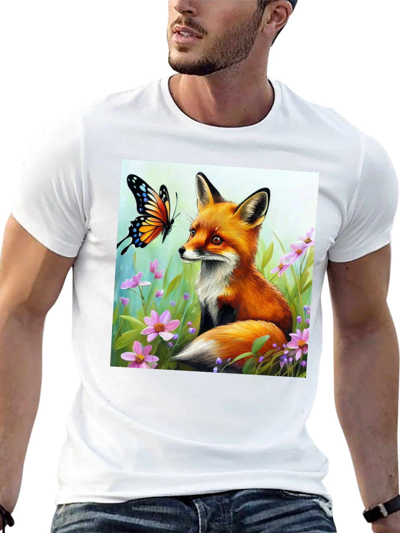 Fox & Butterfly Graphic Tee - Nature Lovers Shirt