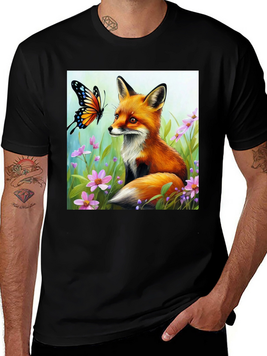 Fox & Butterfly Graphic Tee - Nature Lovers Shirt