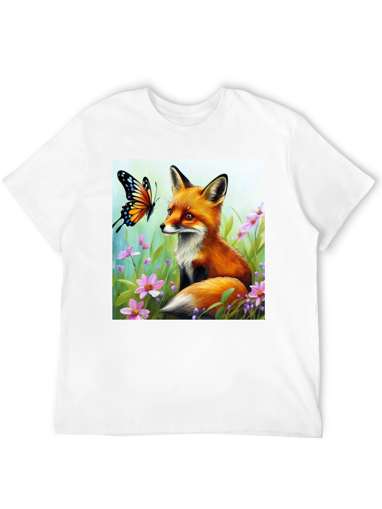 Fox & Butterfly Graphic Tee - Nature Lovers Shirt