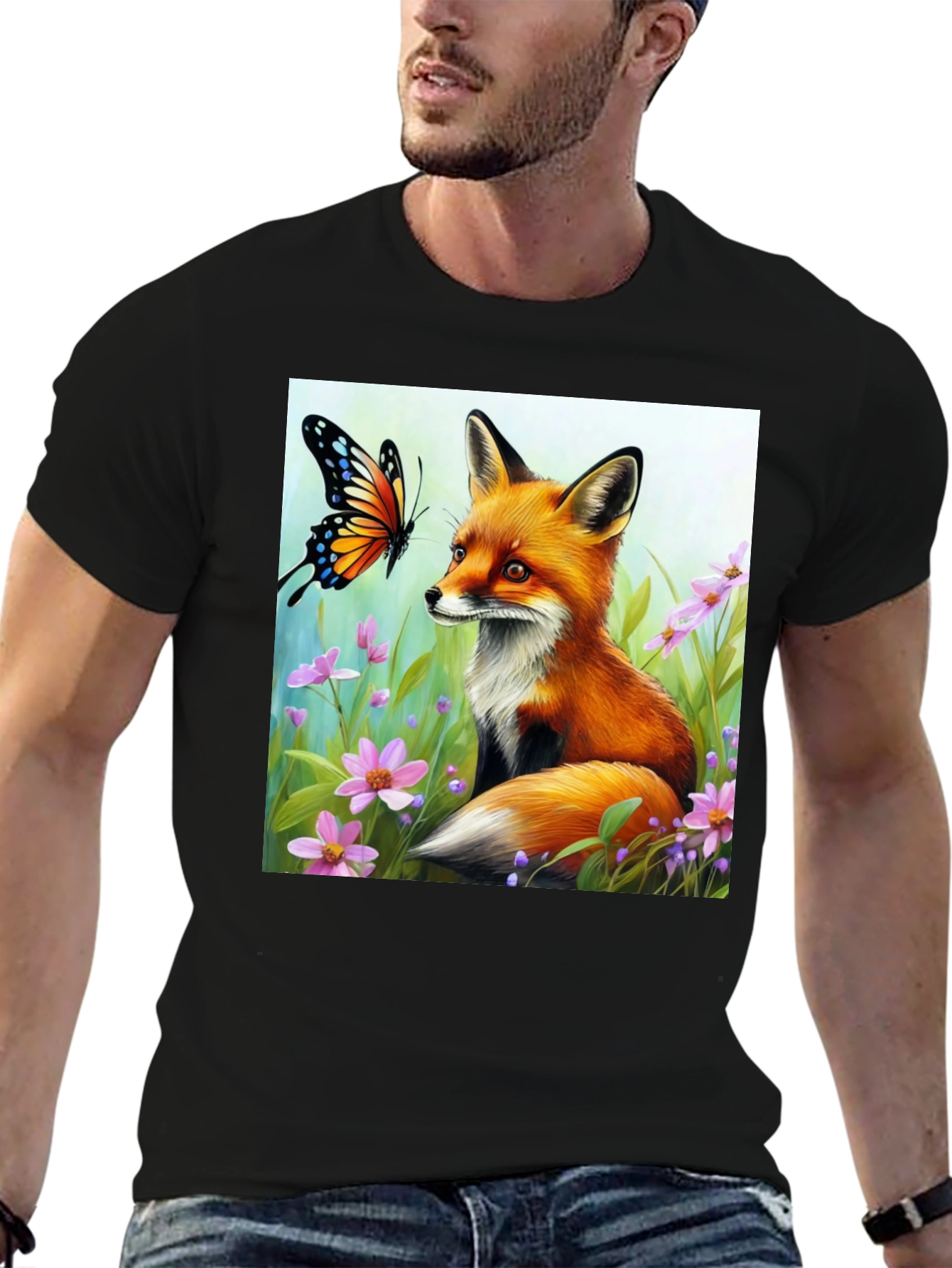 Fox & Butterfly Graphic Tee - Nature Lovers Shirt