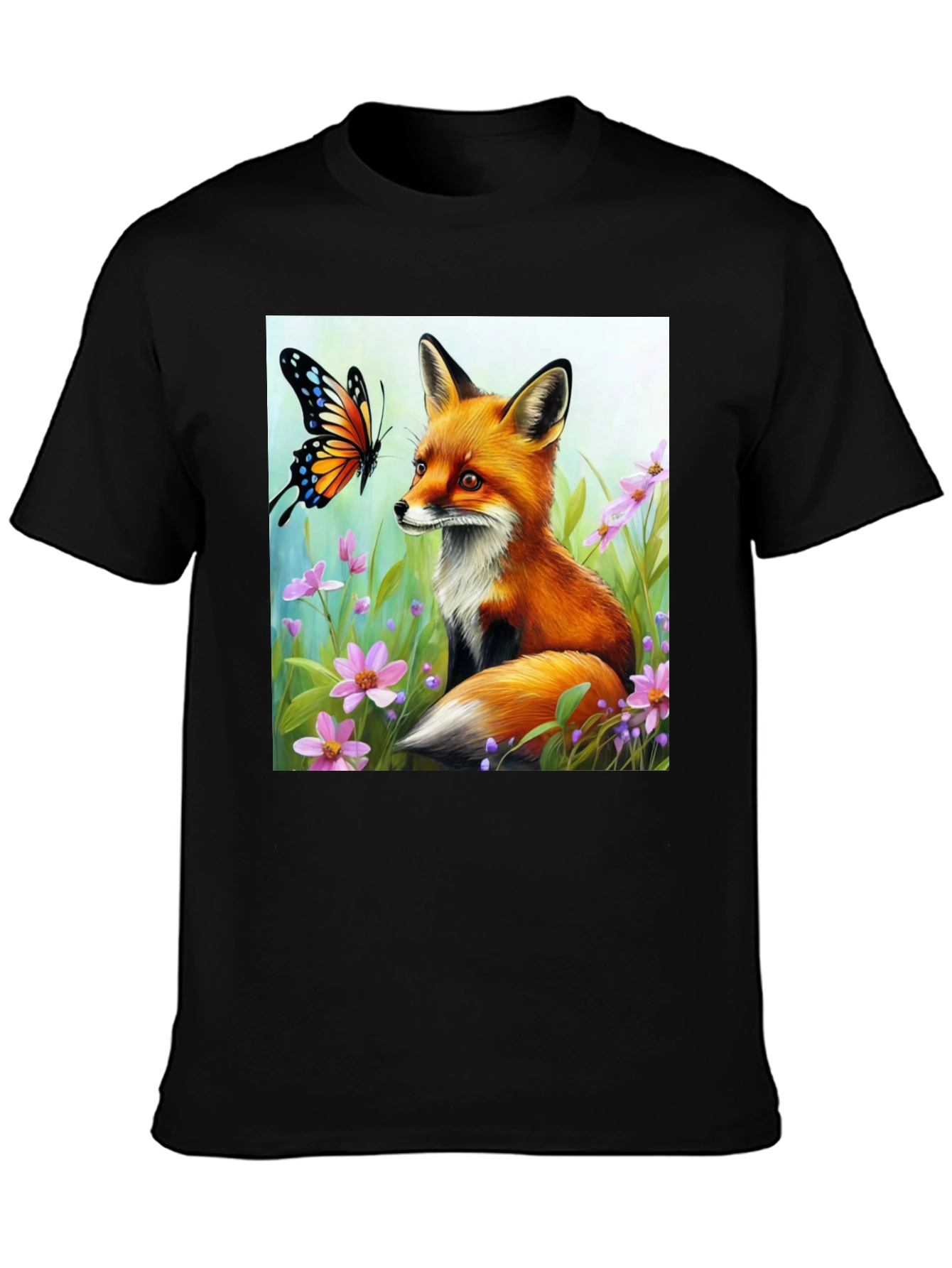 Fox & Butterfly Graphic Tee - Nature Lovers Shirt