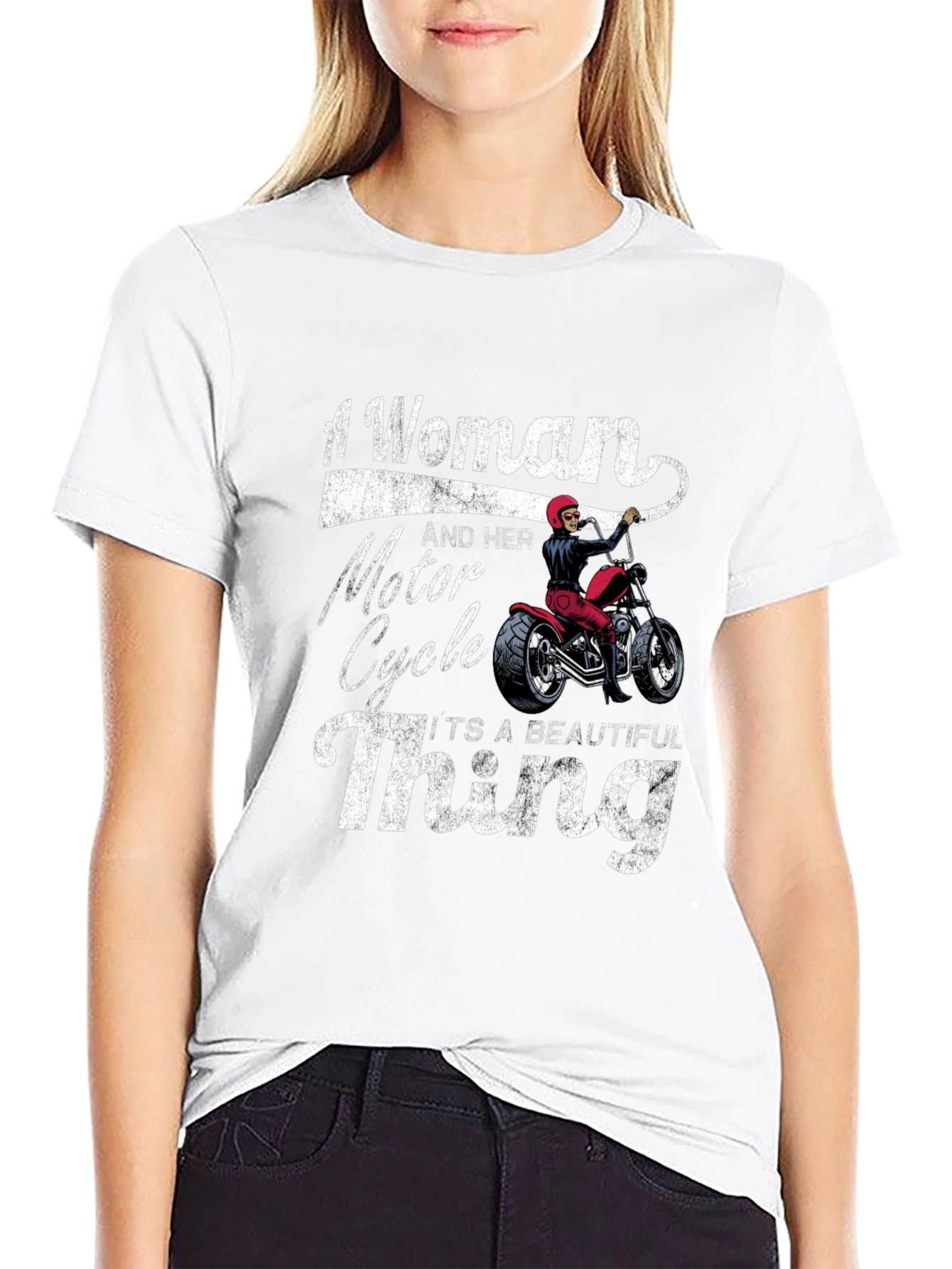 Woman and Motorcycle T-Shirt - Beautiful Thing