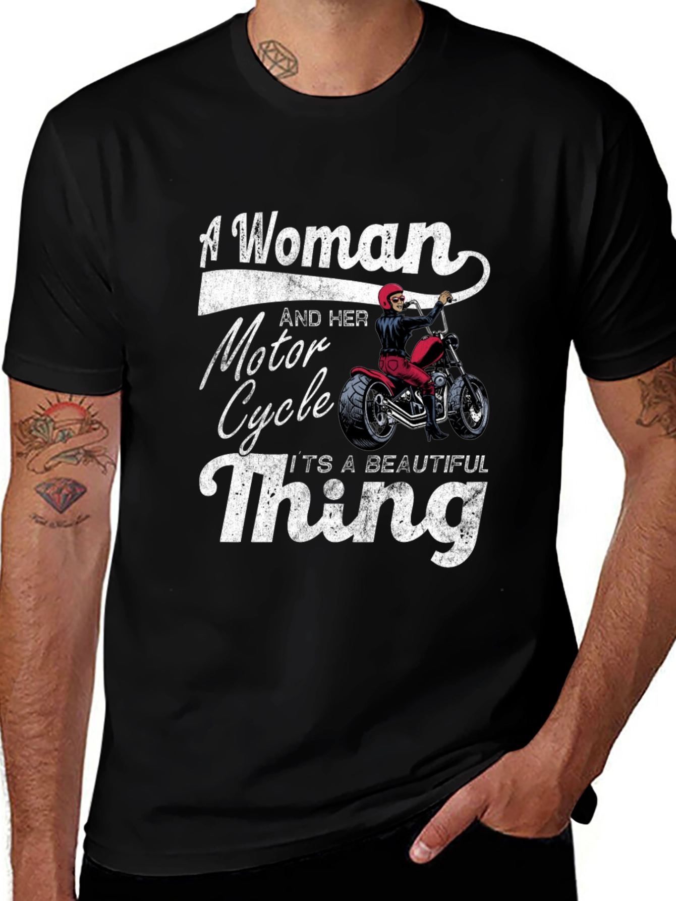 Woman and Motorcycle T-Shirt - Beautiful Thing