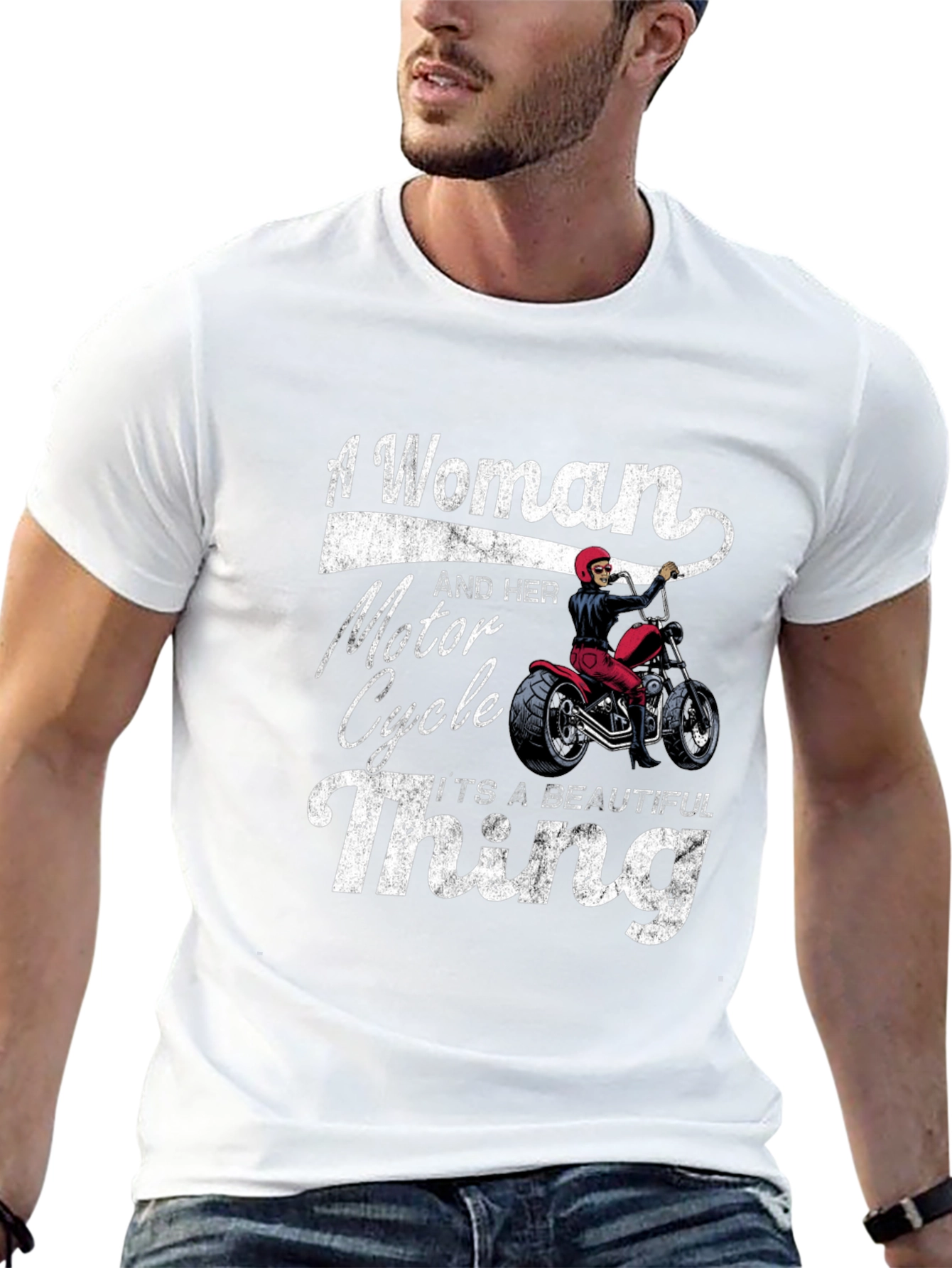 Woman and Motorcycle T-Shirt - Beautiful Thing